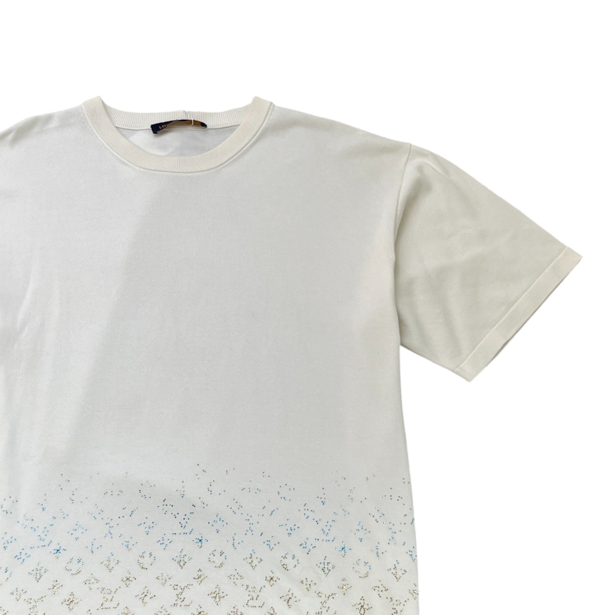 Men's Monogram Gradient Embellished T-Shirt White Size 5XL