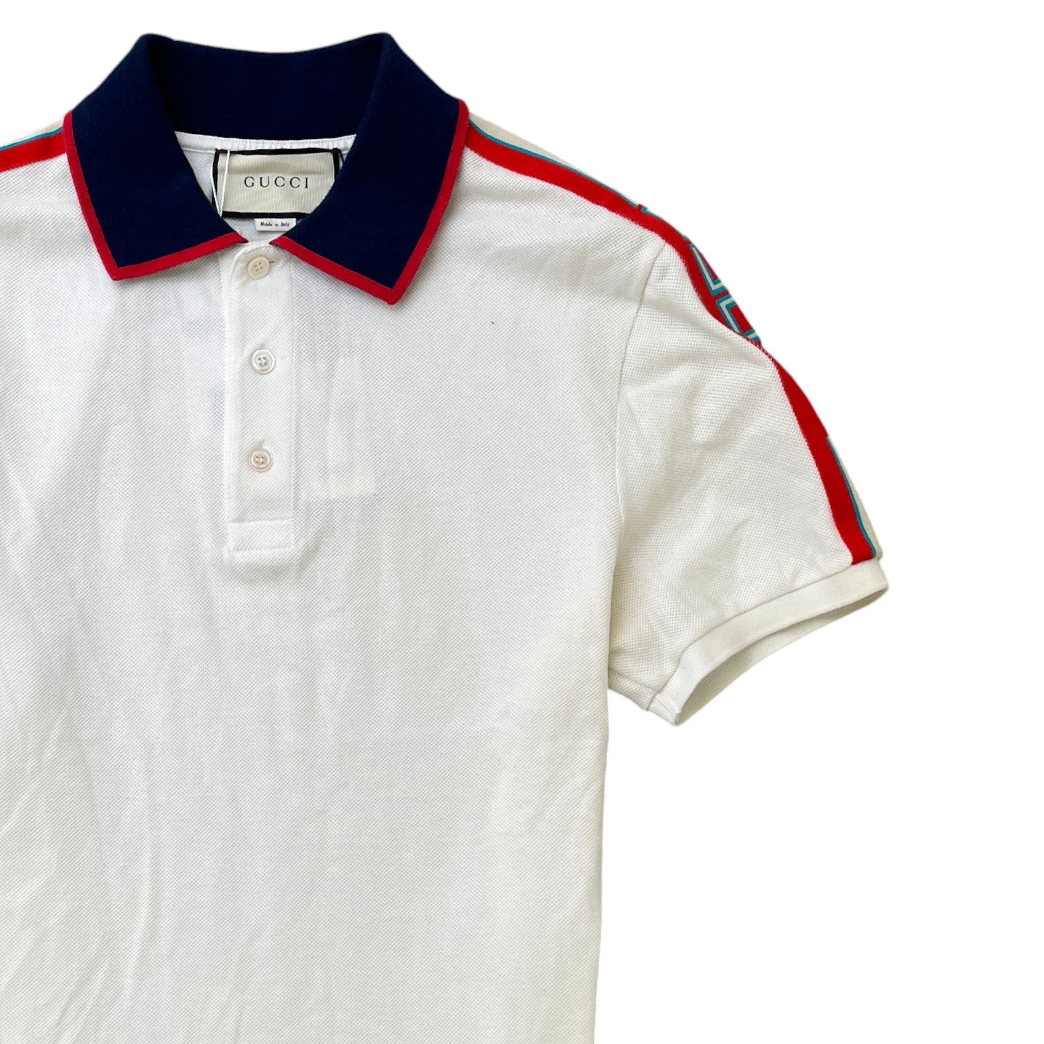 Men's Tape Logo Polo Shirt White Size M