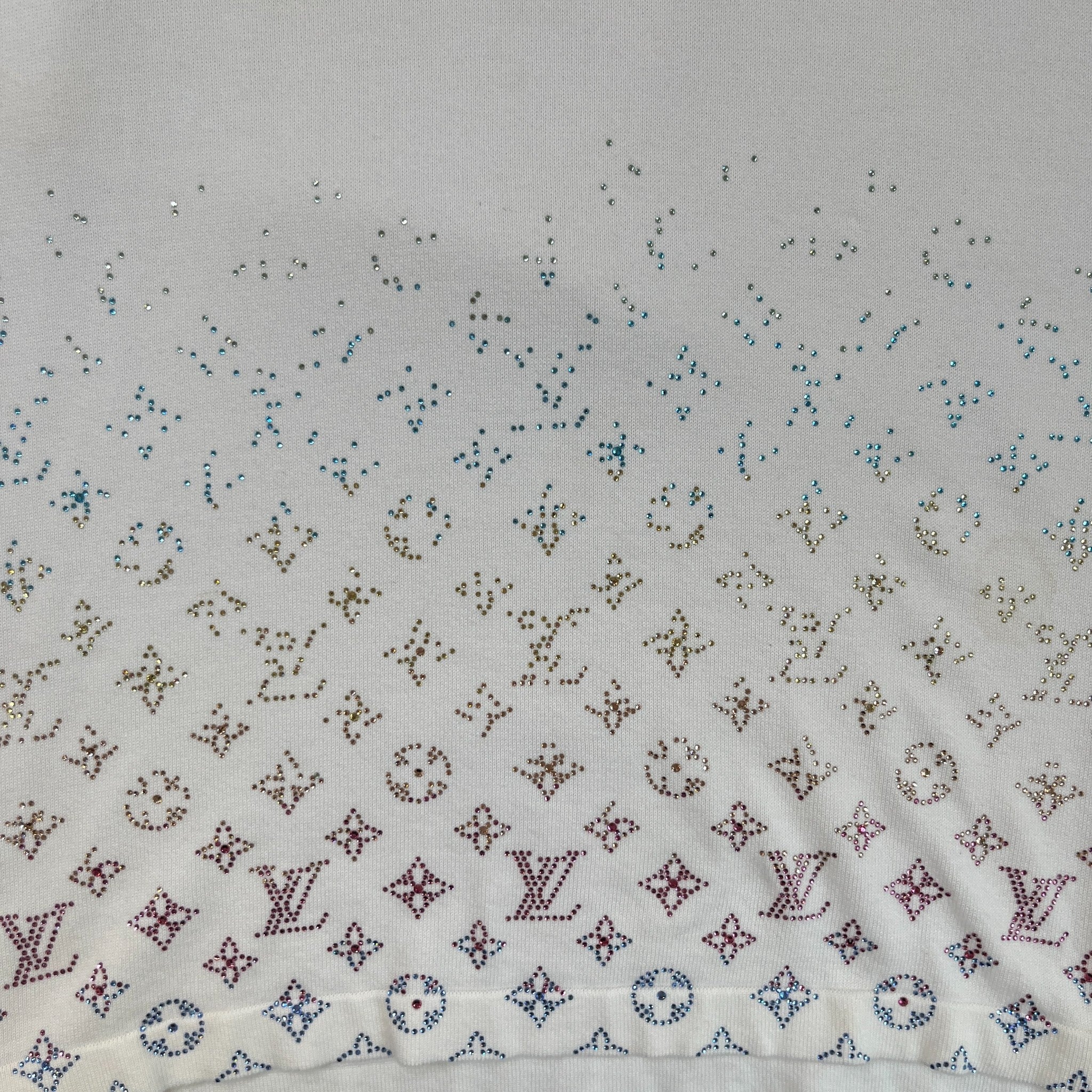 Men's Monogram Gradient Embellished T-Shirt White Size 5XL