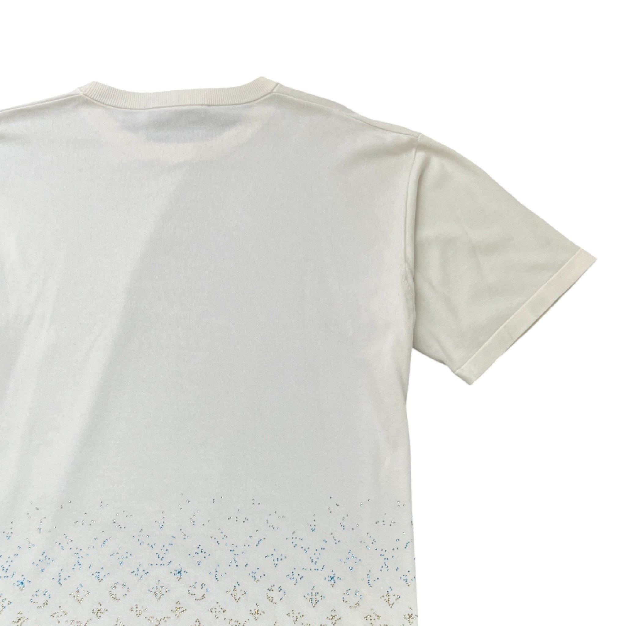 Men's Monogram Gradient Embellished T-Shirt White Size 5XL