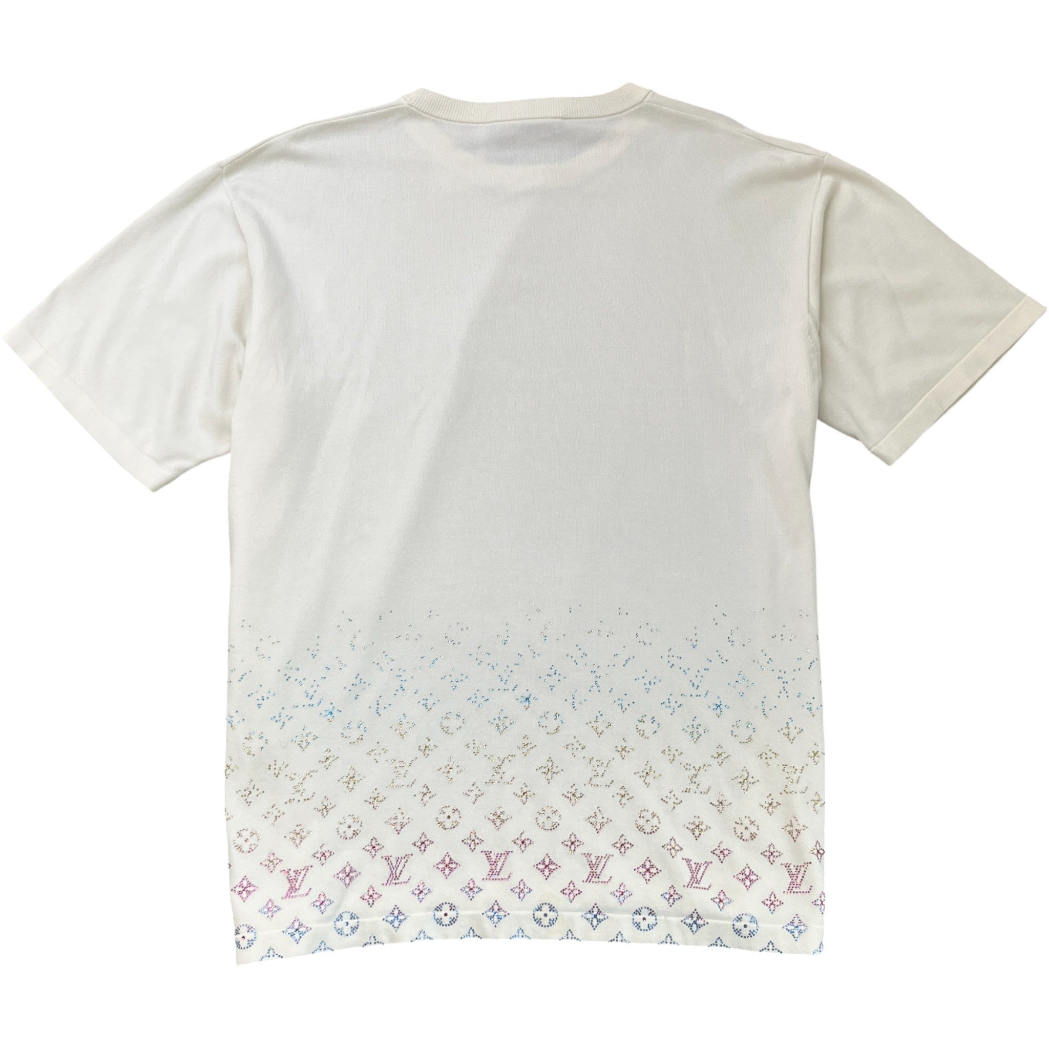 Men's Monogram Gradient Embellished T-Shirt White Size 5XL