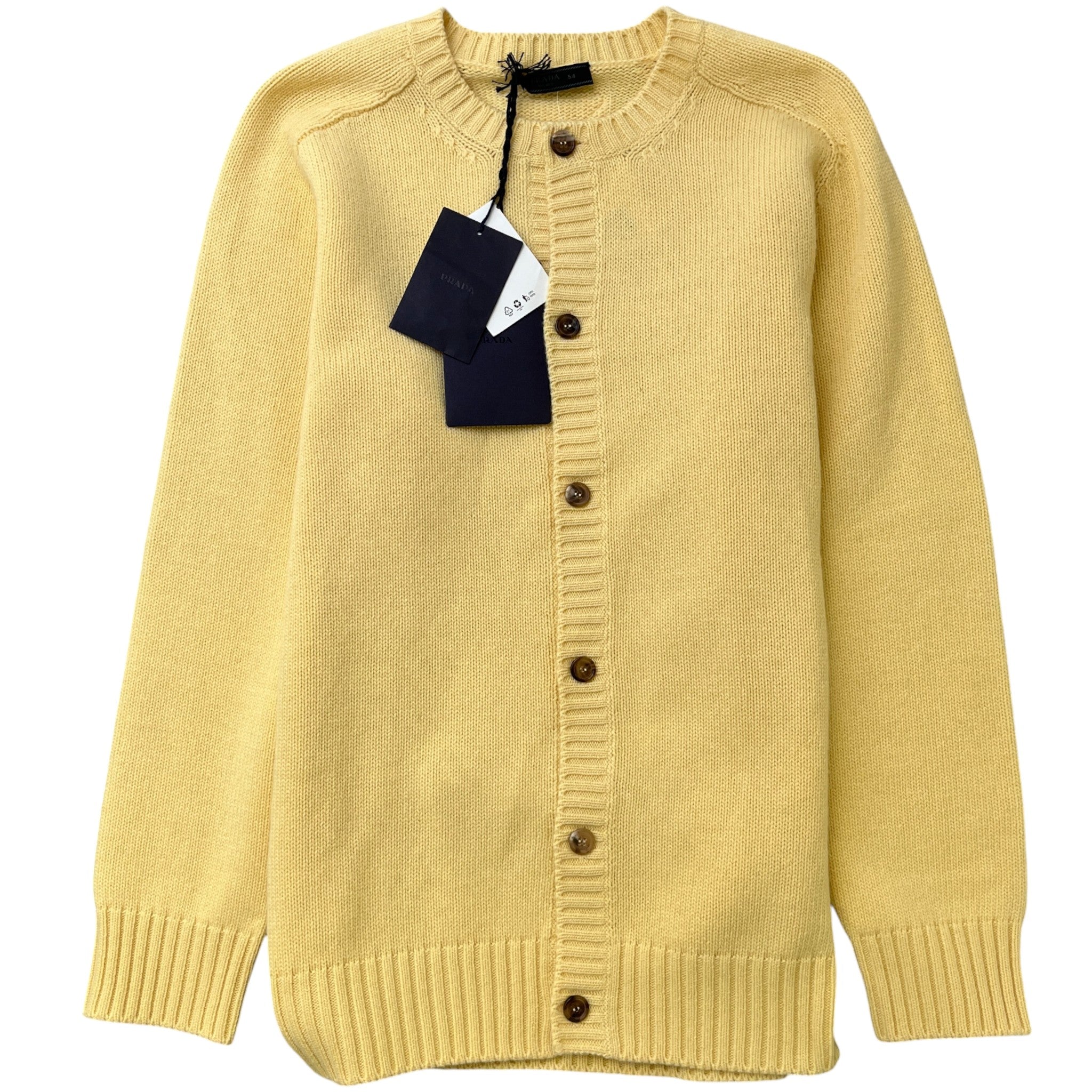 Men's Cashmere Knit Triangle Logo Cardigan Yellow Size IT 54 / UK XXL