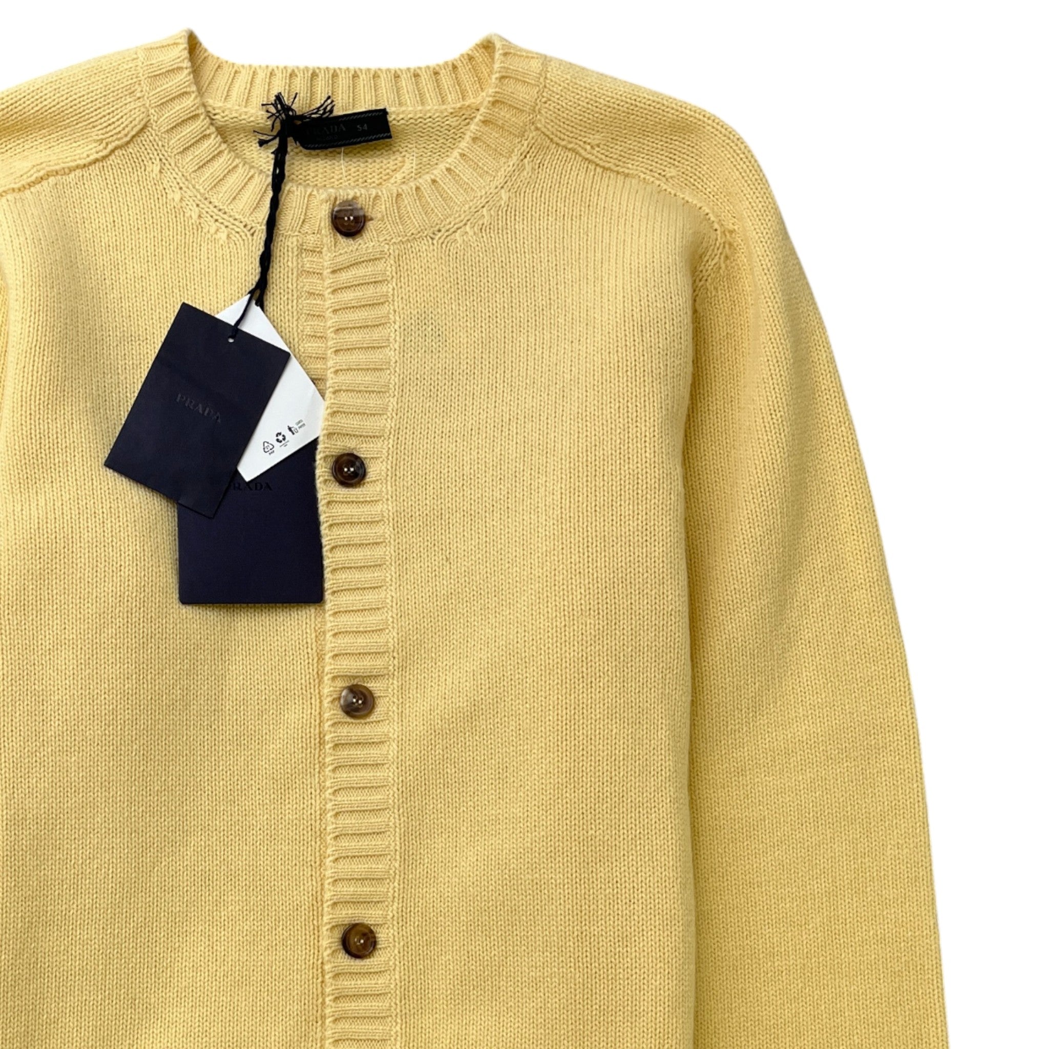 Men's Cashmere Knit Triangle Logo Cardigan Yellow Size IT 54 / UK XXL