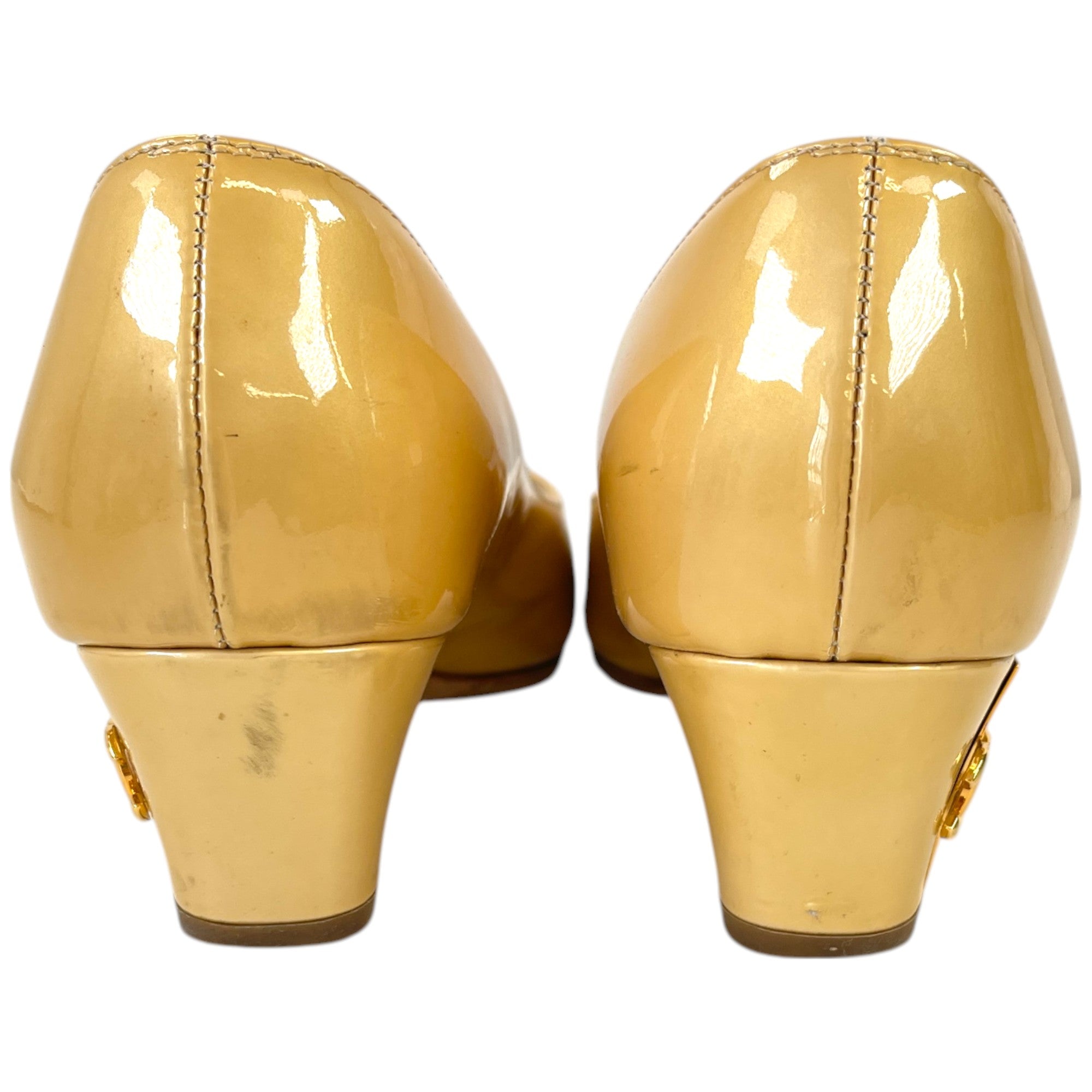 Women's Peep Toe Cc Mules Gold Size EU 34 / UK 1