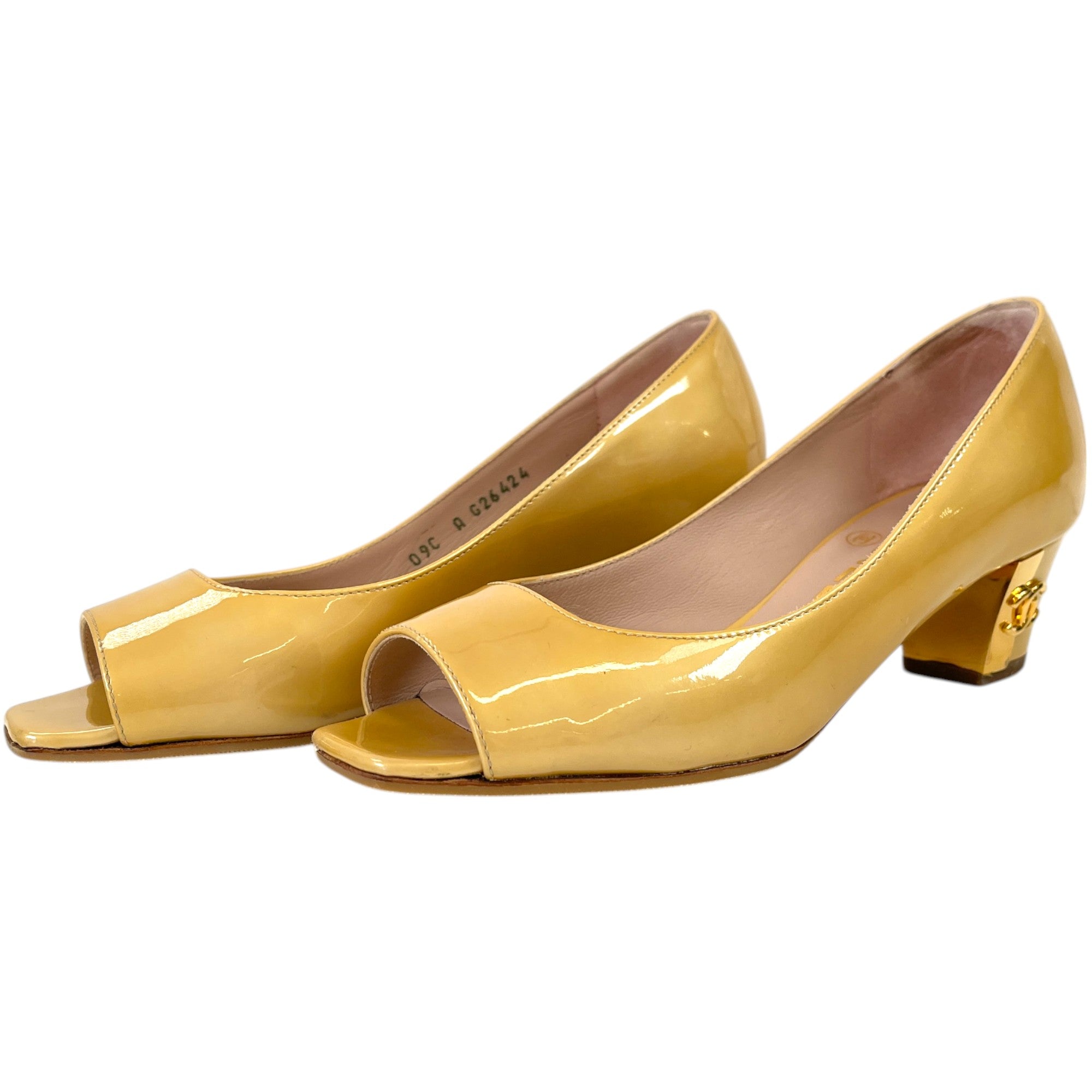 Women's Peep Toe Cc Mules Gold Size EU 34 / UK 1