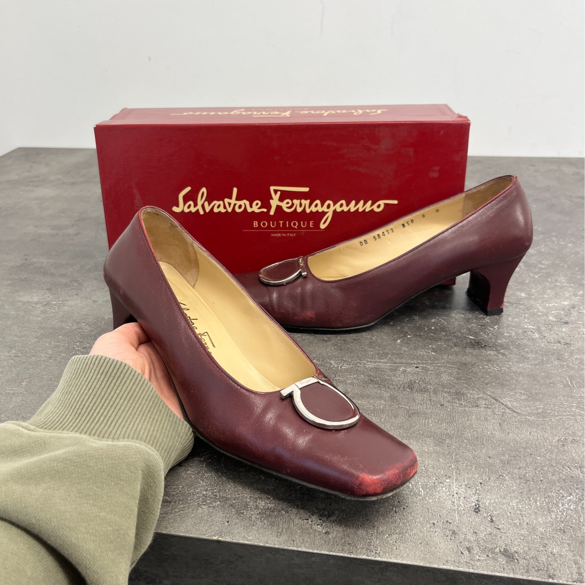 Women's Buckle Logo Mules Burgundy Size EU 38 / UK 5