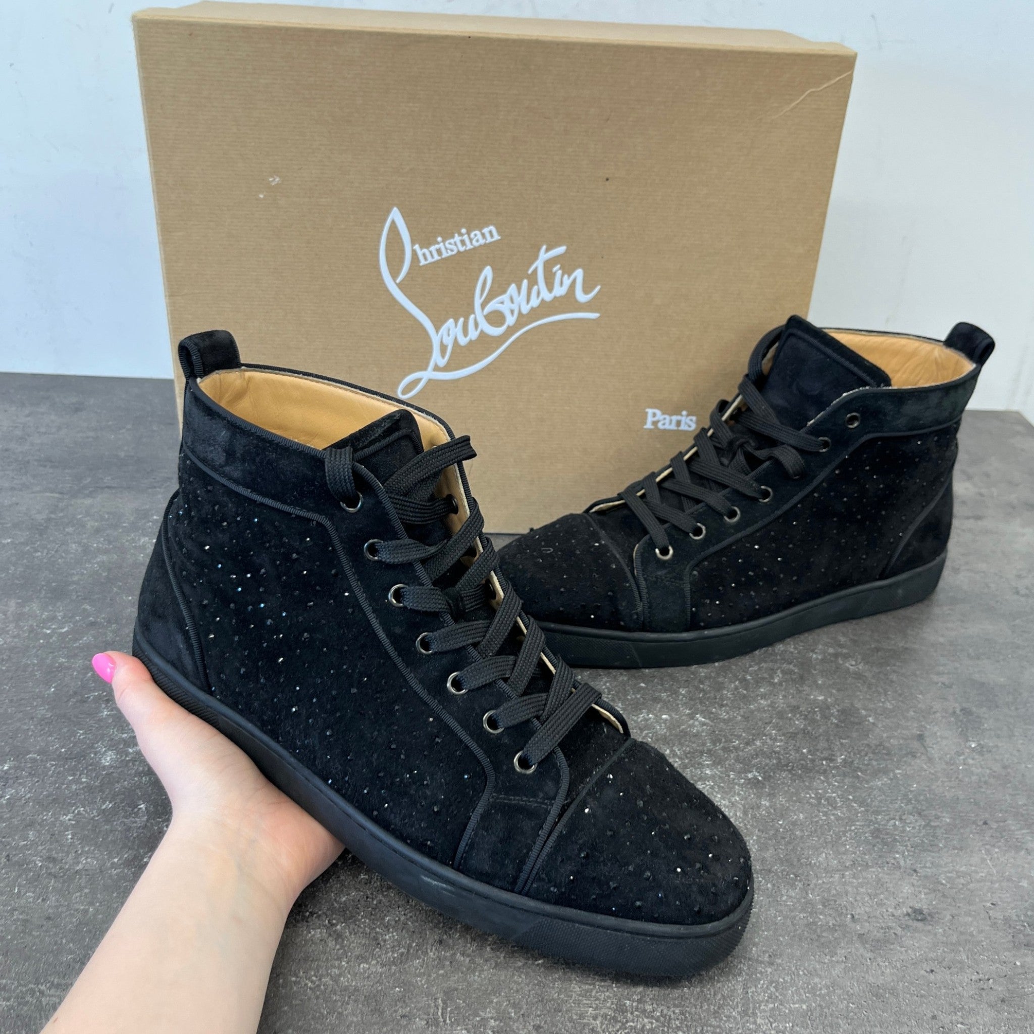 Men's Louis Strass High Trainers Black Size EU 42.5 / UK 8.5
