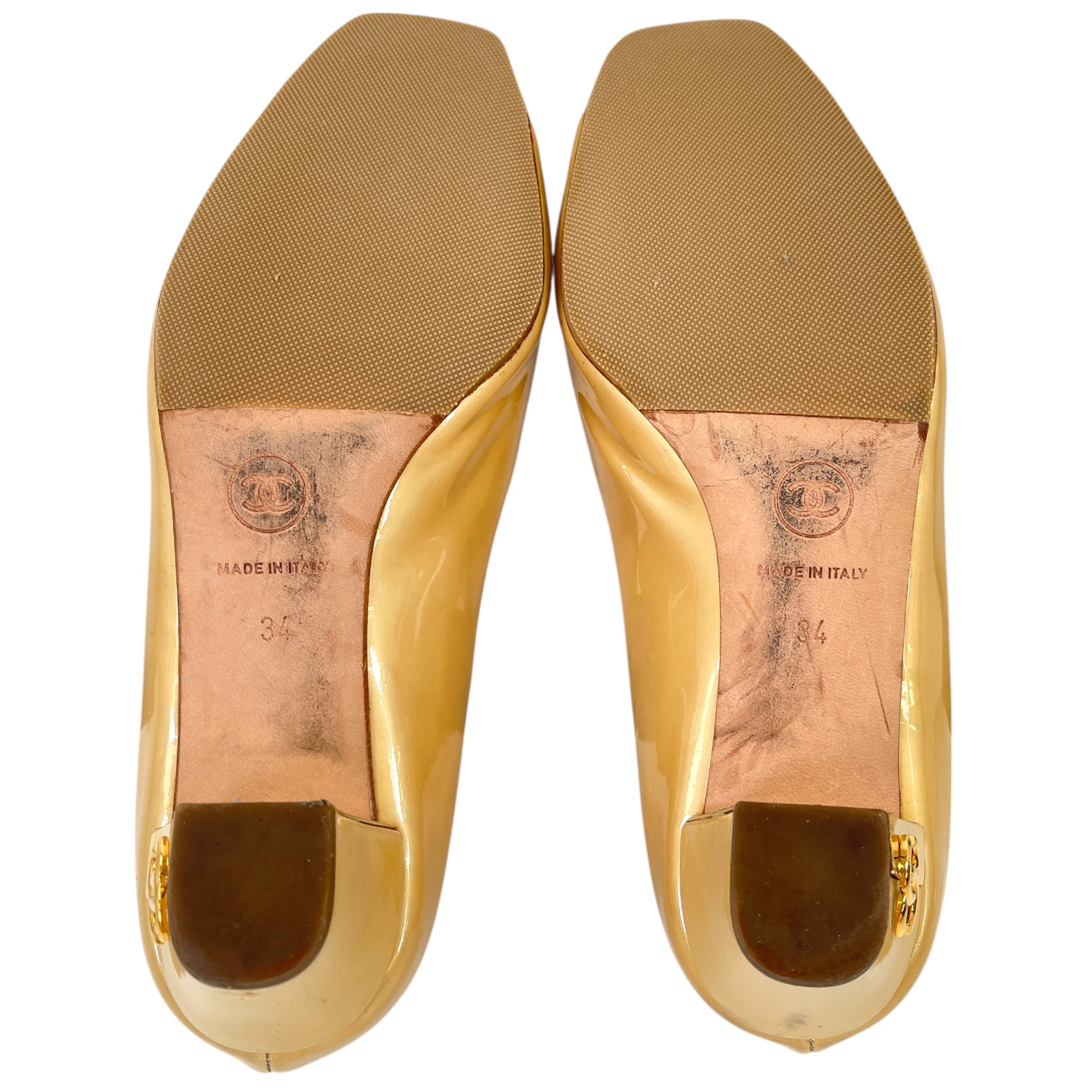 Women's Peep Toe Cc Mules Gold Size EU 34 / UK 1