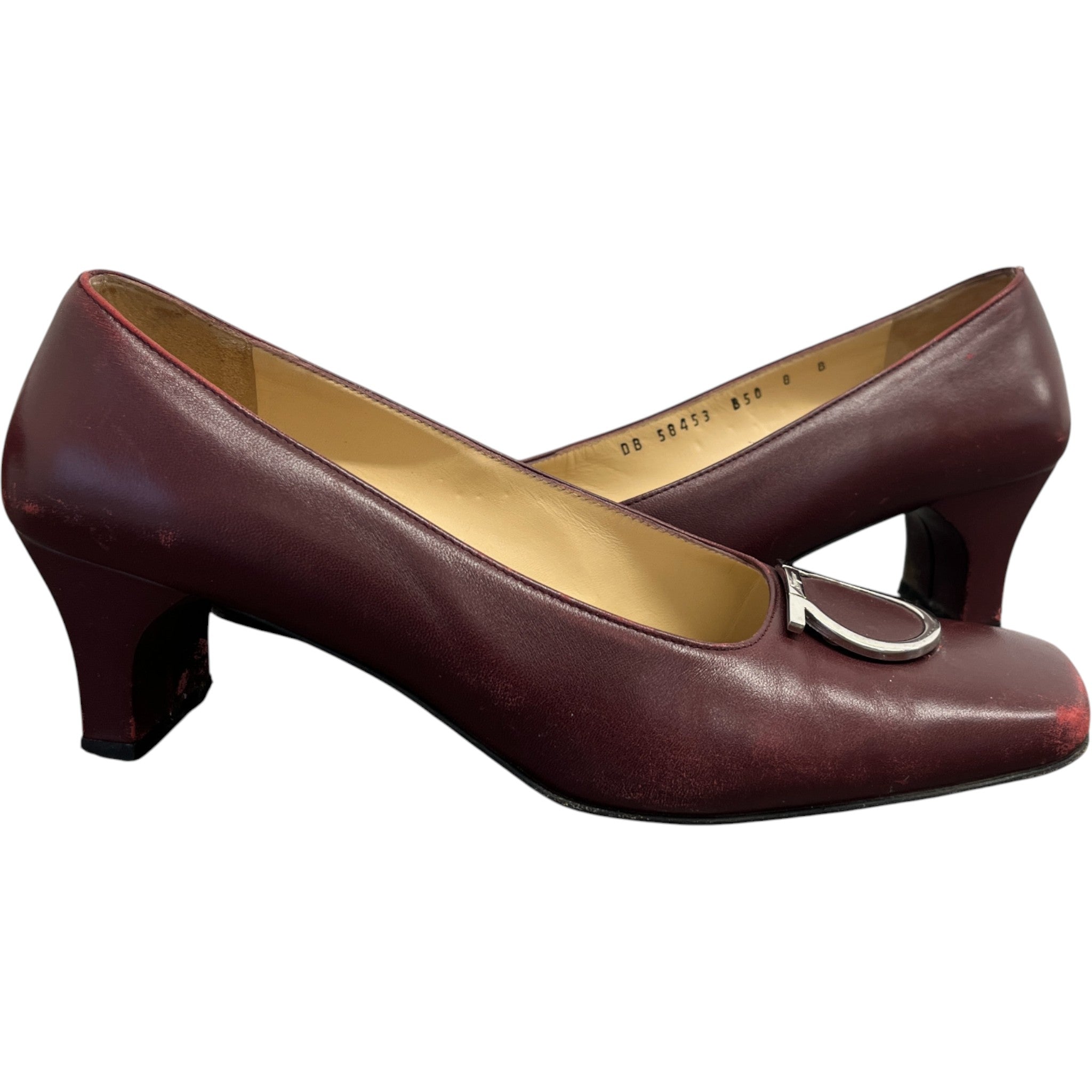 Women's Buckle Logo Mules Burgundy Size EU 38 / UK 5