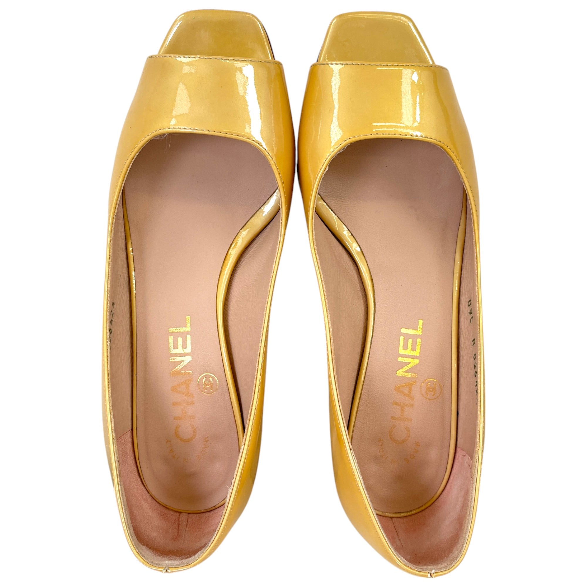 Women's Peep Toe Cc Mules Gold Size EU 34 / UK 1