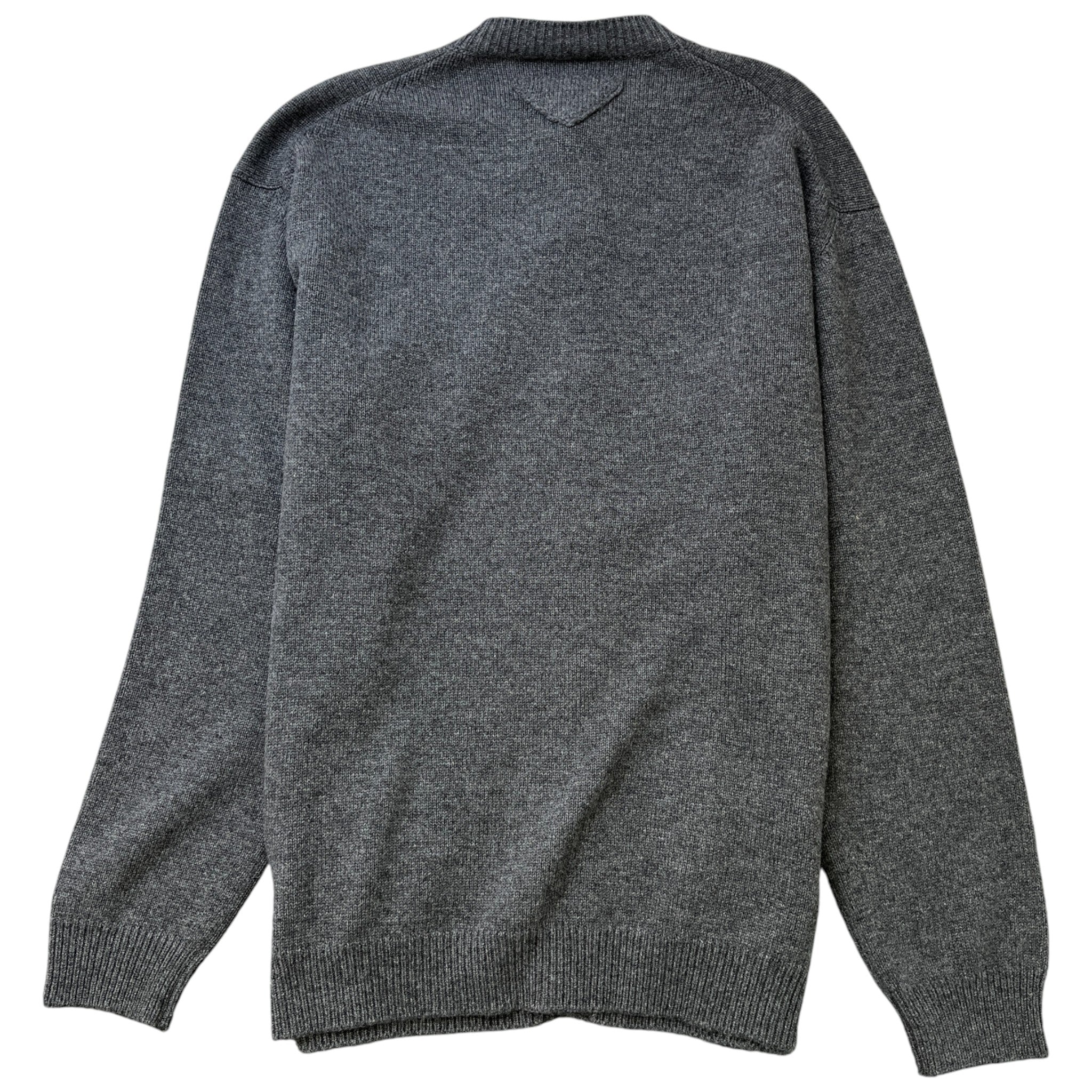 Men's Cashmere Knit Triangle Logo Cardigan Grey Size IT 52 / UK XL