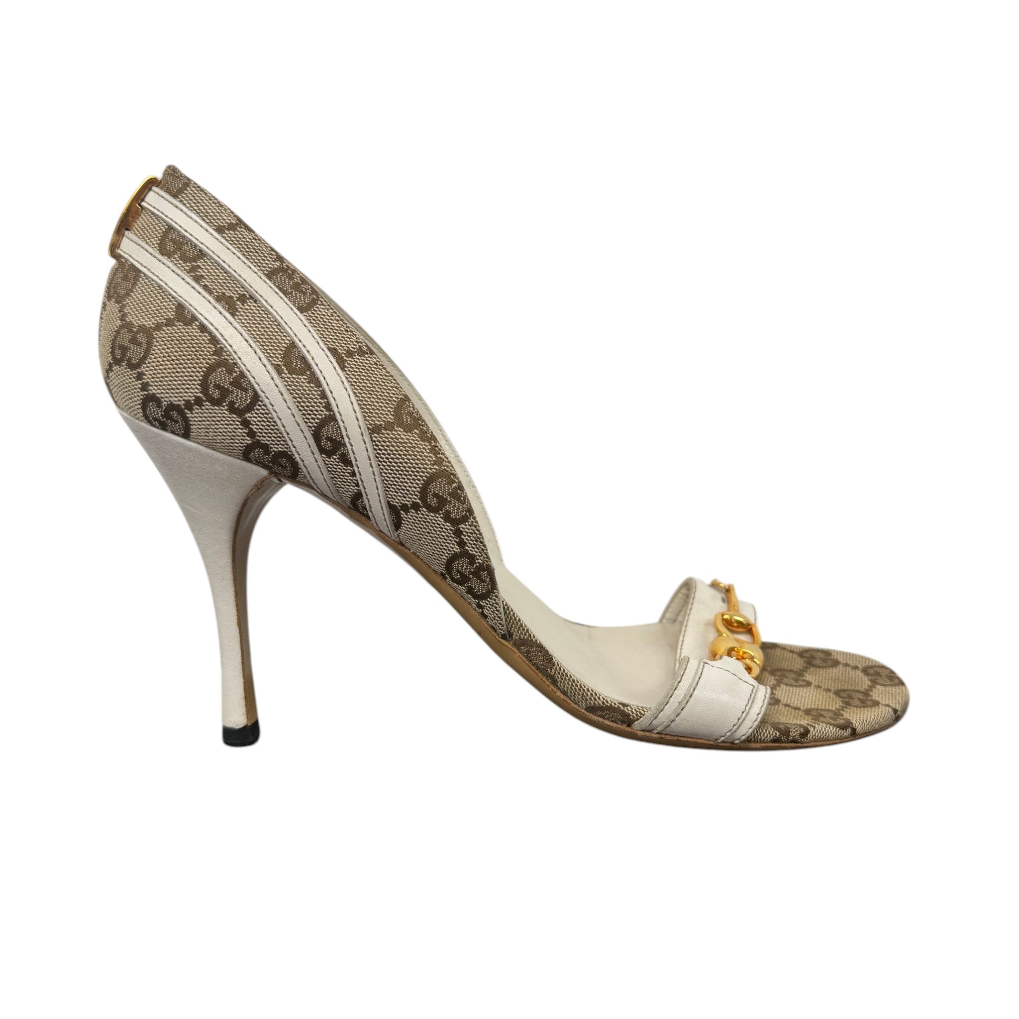 Women's Horsebit Peep Toe Heels Beige Size EU 39.5 / UK 6.5