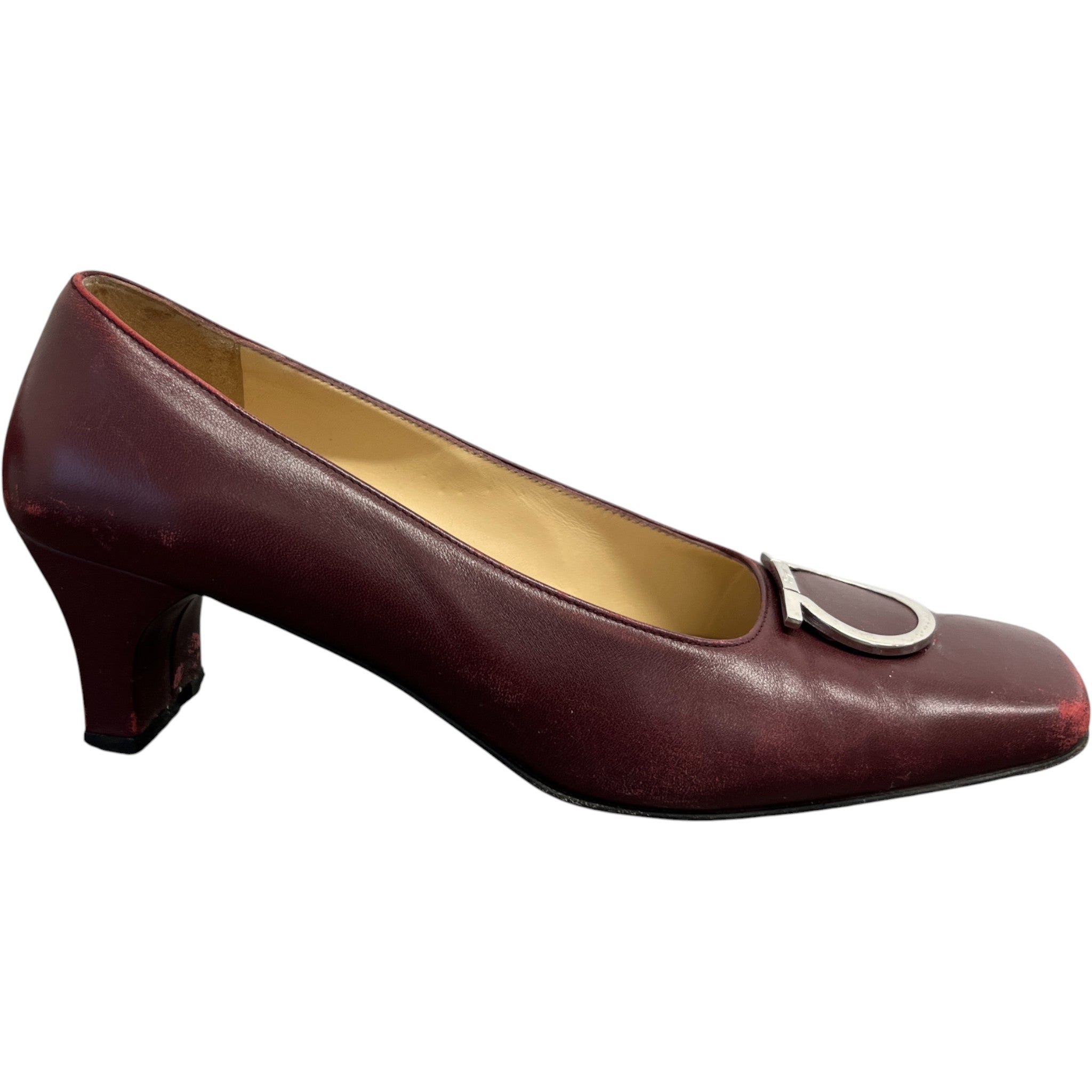 Women's Buckle Logo Mules Burgundy Size EU 38 / UK 5