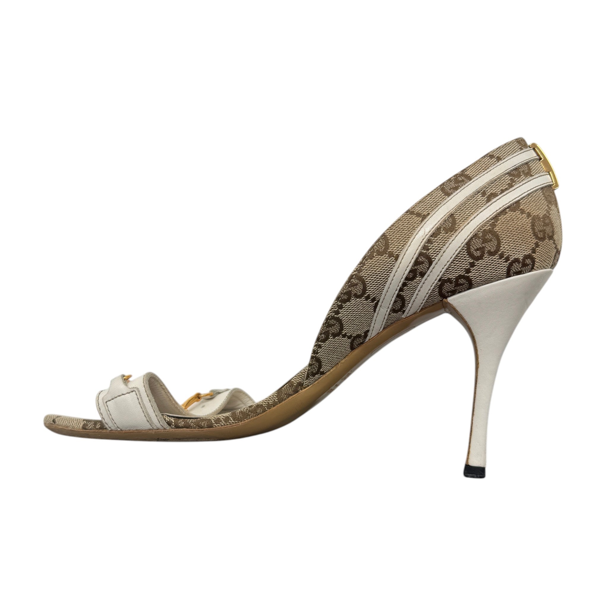 Women's Horsebit Peep Toe Heels Beige Size EU 39.5 / UK 6.5