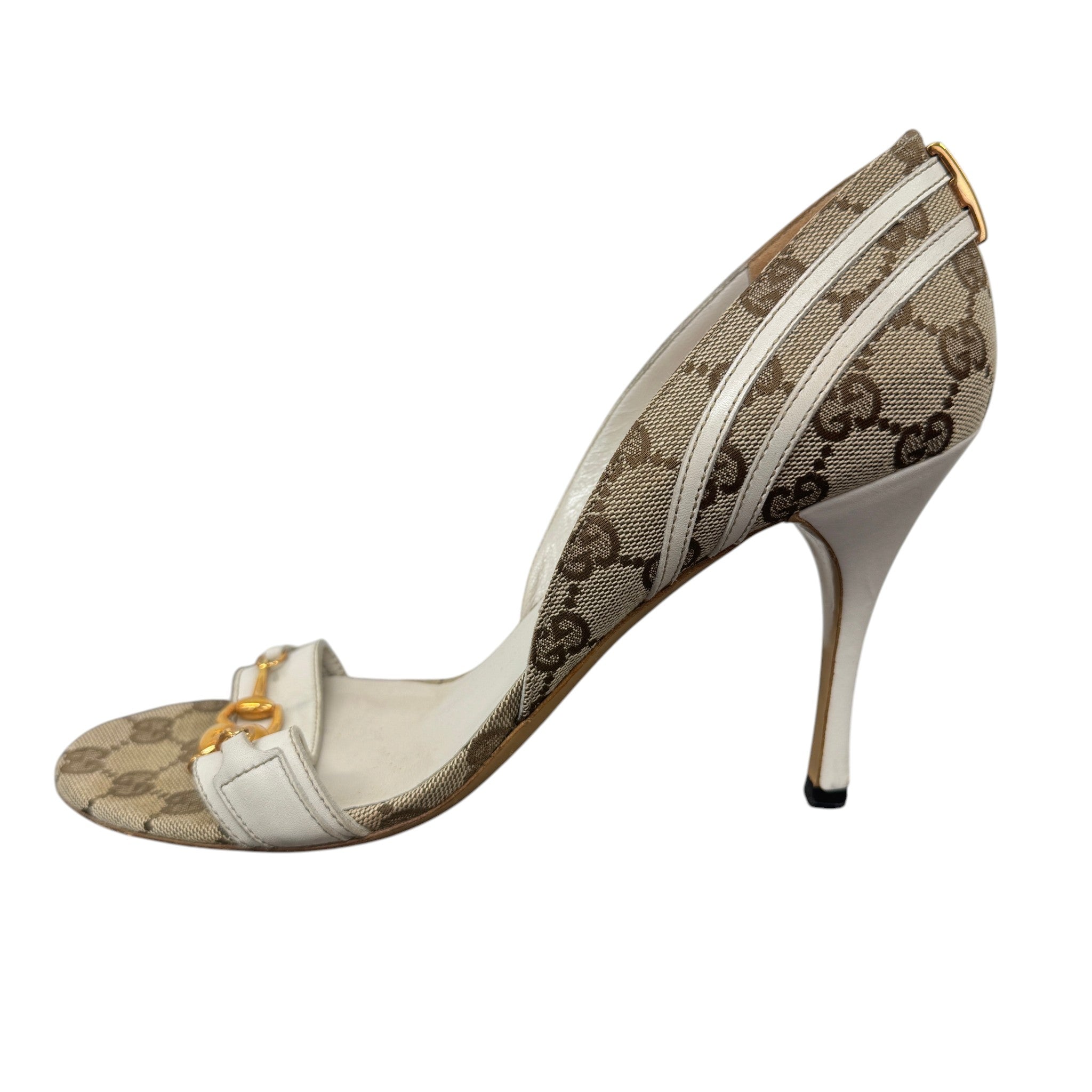 Women's Horsebit Peep Toe Heels Beige Size EU 39.5 / UK 6.5