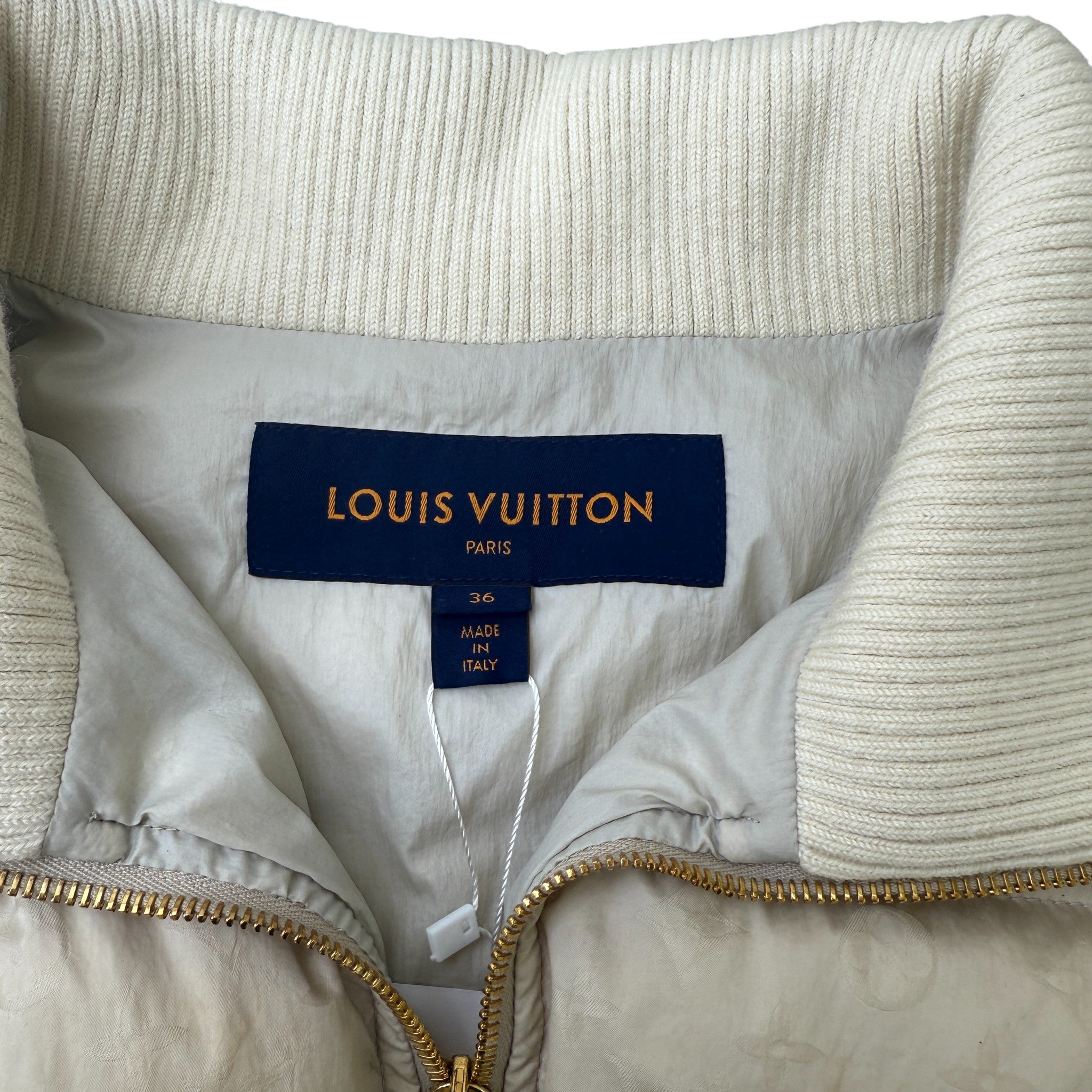 Women's Cropped Monogram Fr-36 Down Jacket Cream Size S