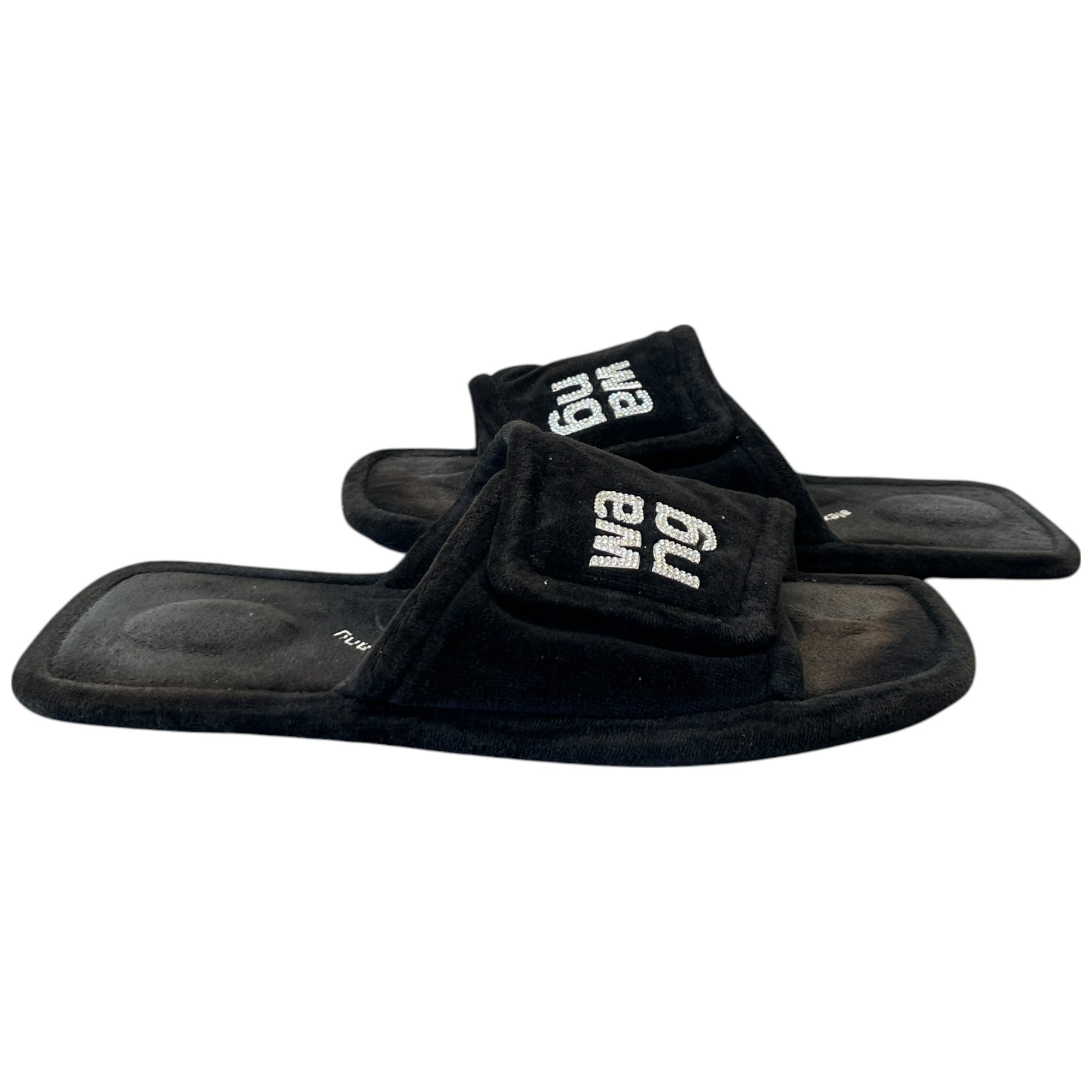 Women's Embellished Logo Slippers Black Size EU 40 / UK 7
