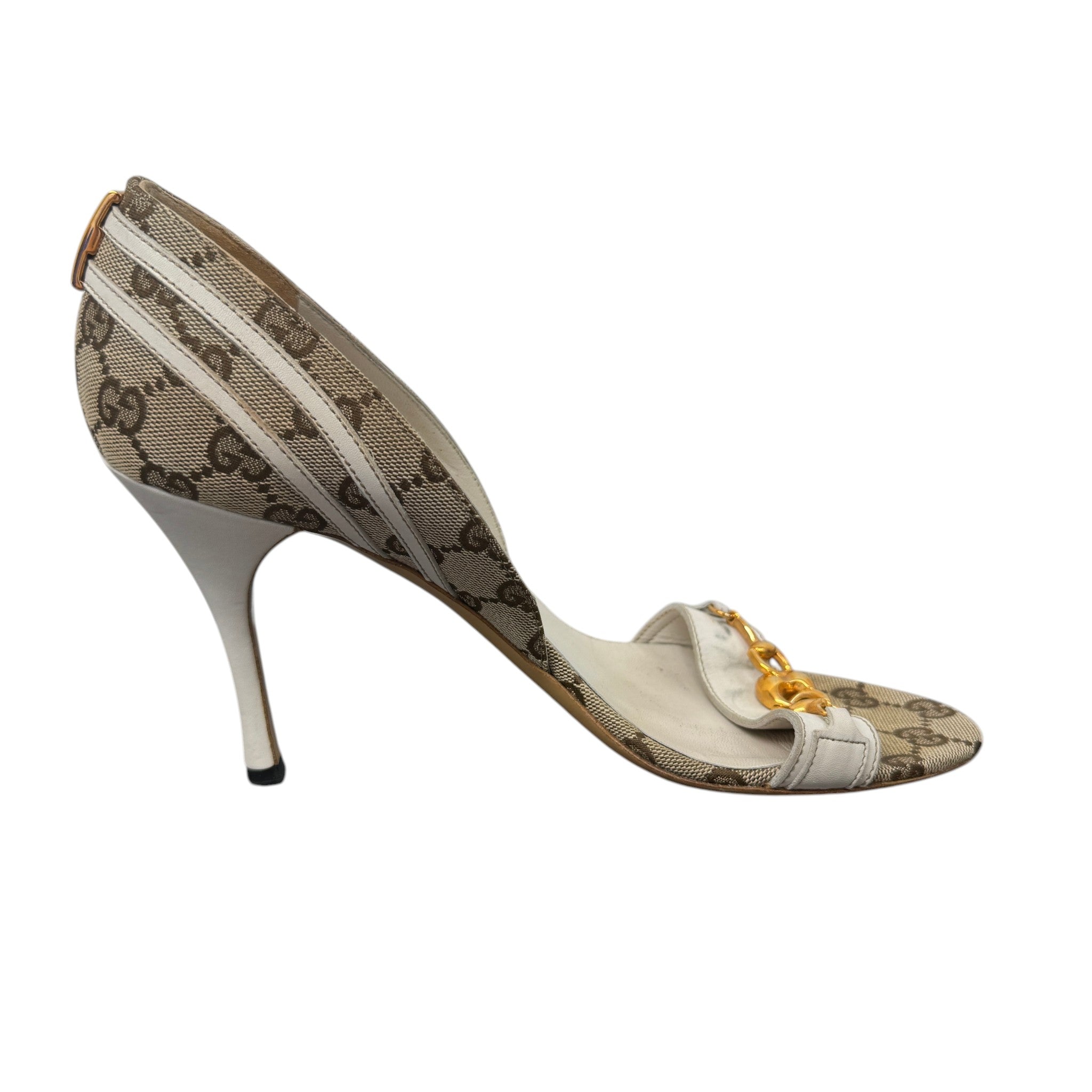 Women's Horsebit Peep Toe Heels Beige Size EU 39.5 / UK 6.5