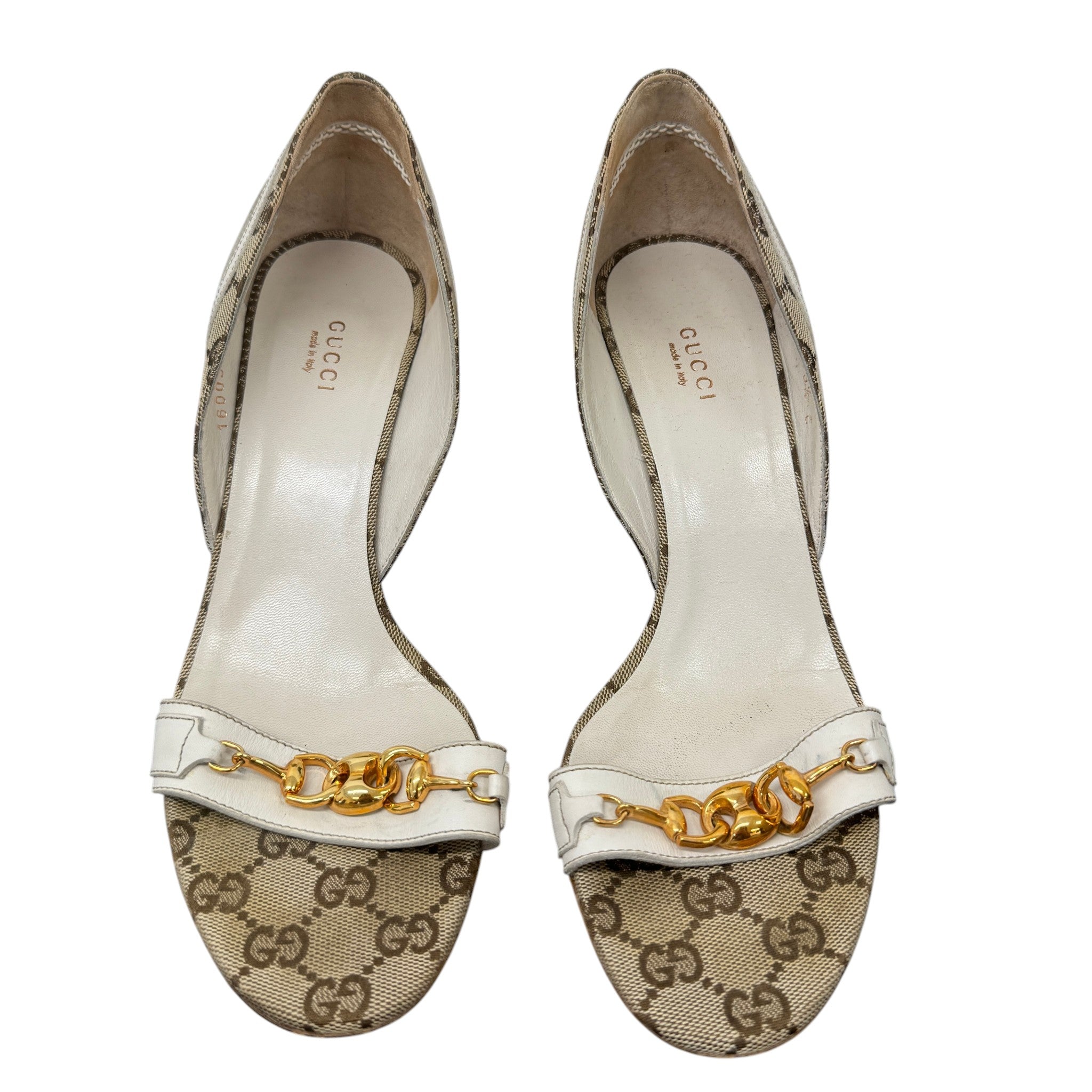 Women's Horsebit Peep Toe Heels Beige Size EU 39.5 / UK 6.5