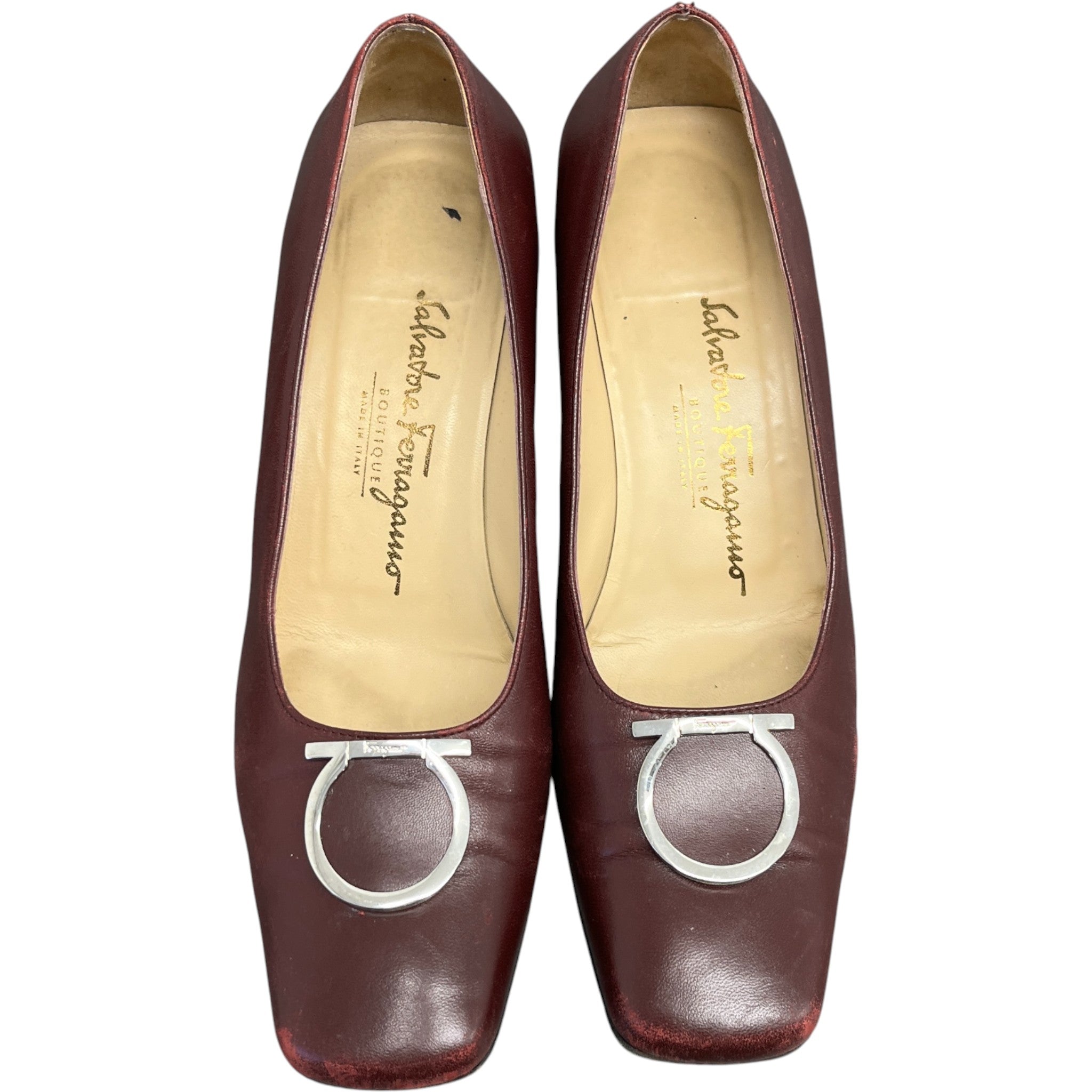 Women's Buckle Logo Mules Burgundy Size EU 38 / UK 5