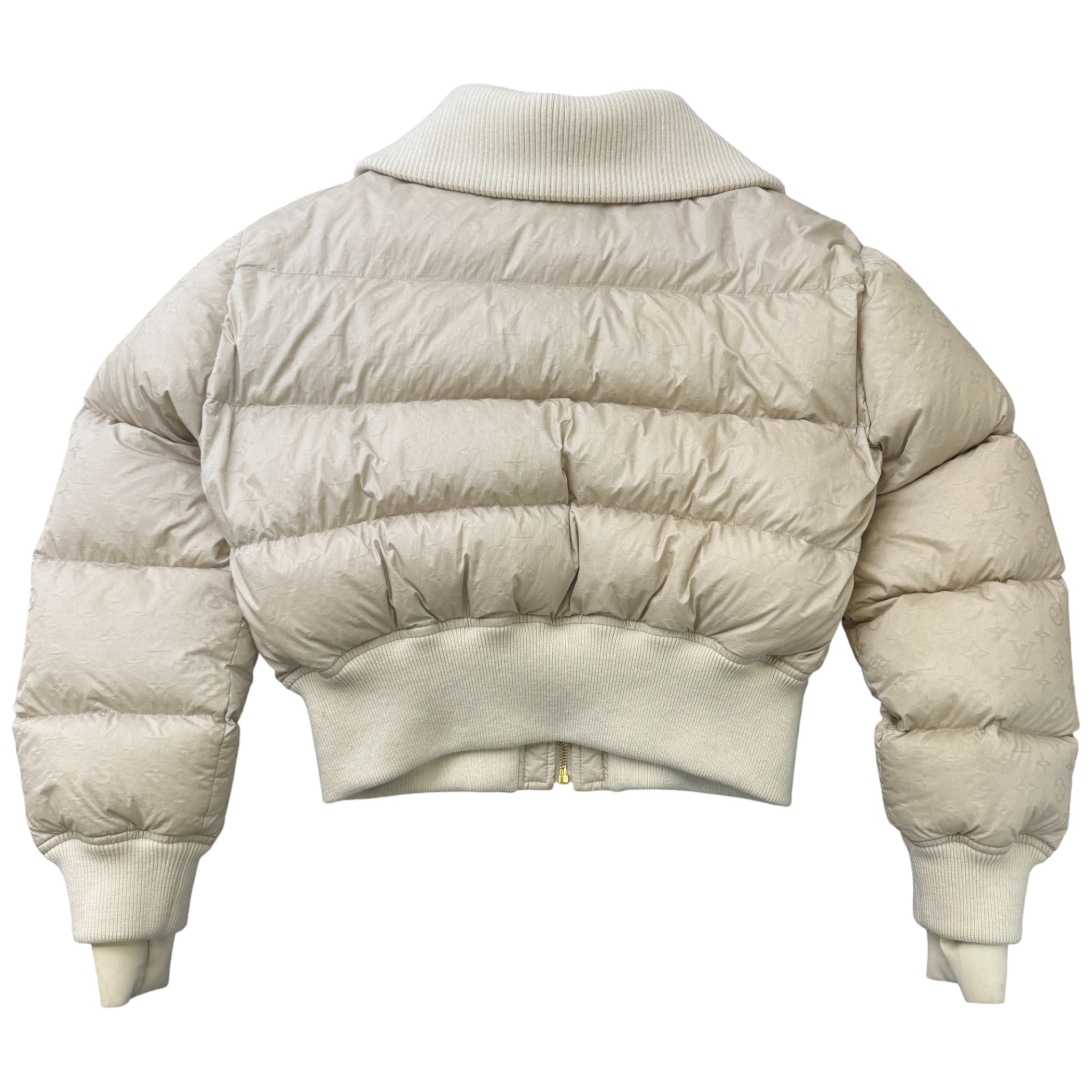 Women's Cropped Monogram Fr-36 Down Jacket Cream Size S
