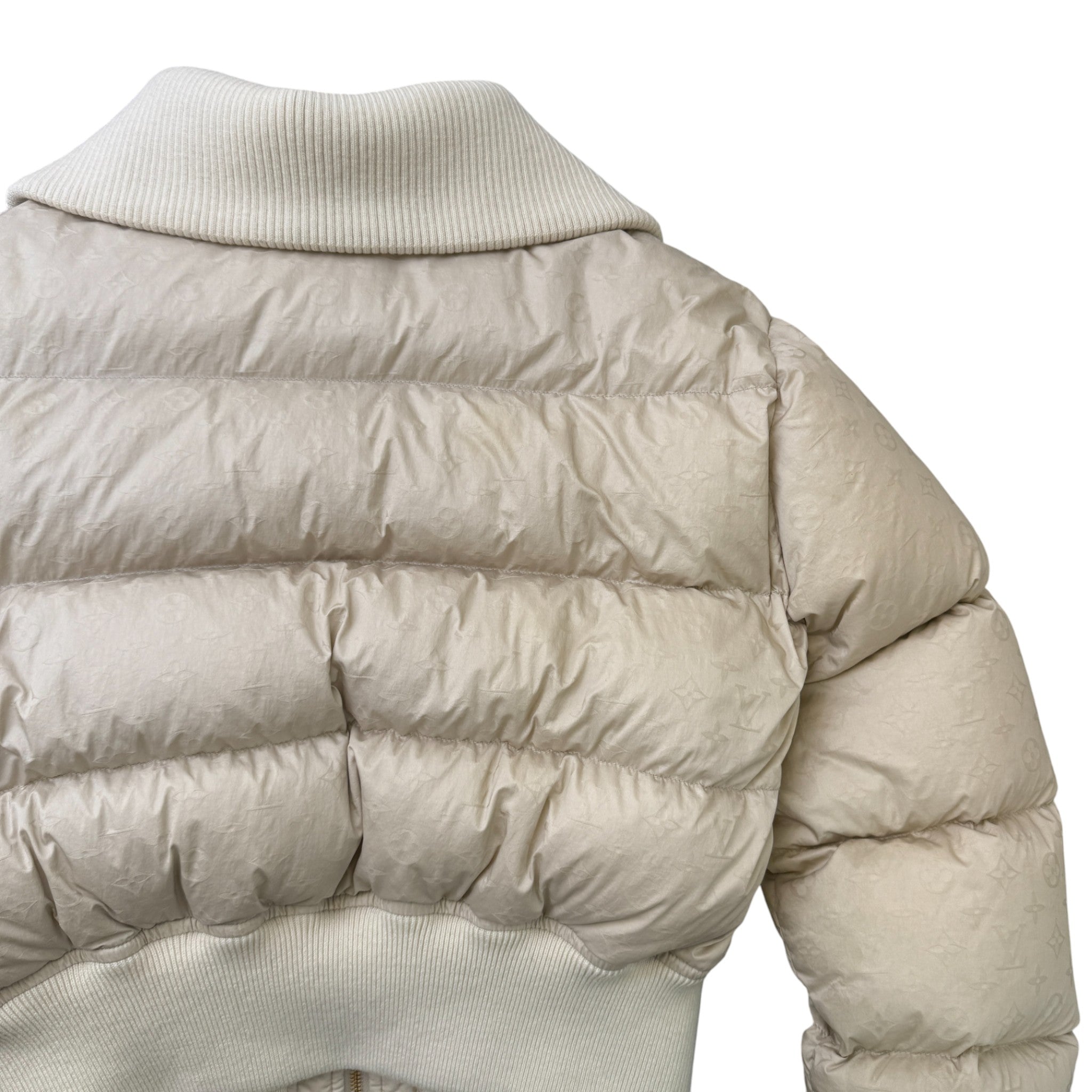 Women's Cropped Monogram Fr-36 Down Jacket Cream Size S