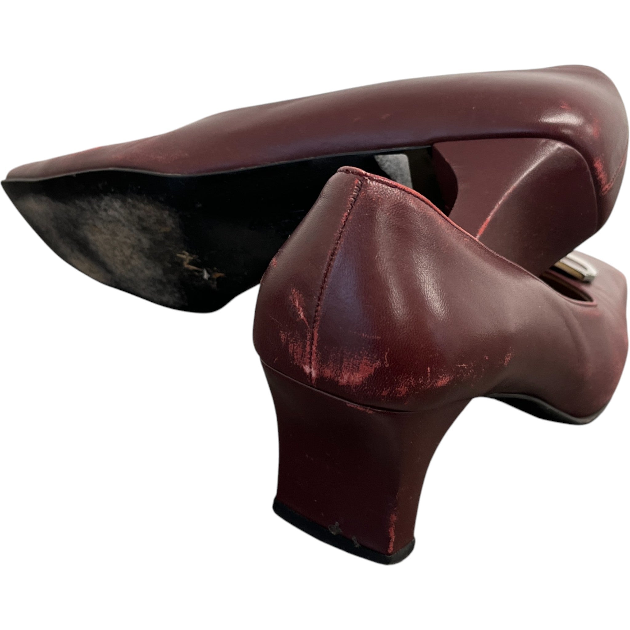 Women's Buckle Logo Mules Burgundy Size EU 38 / UK 5