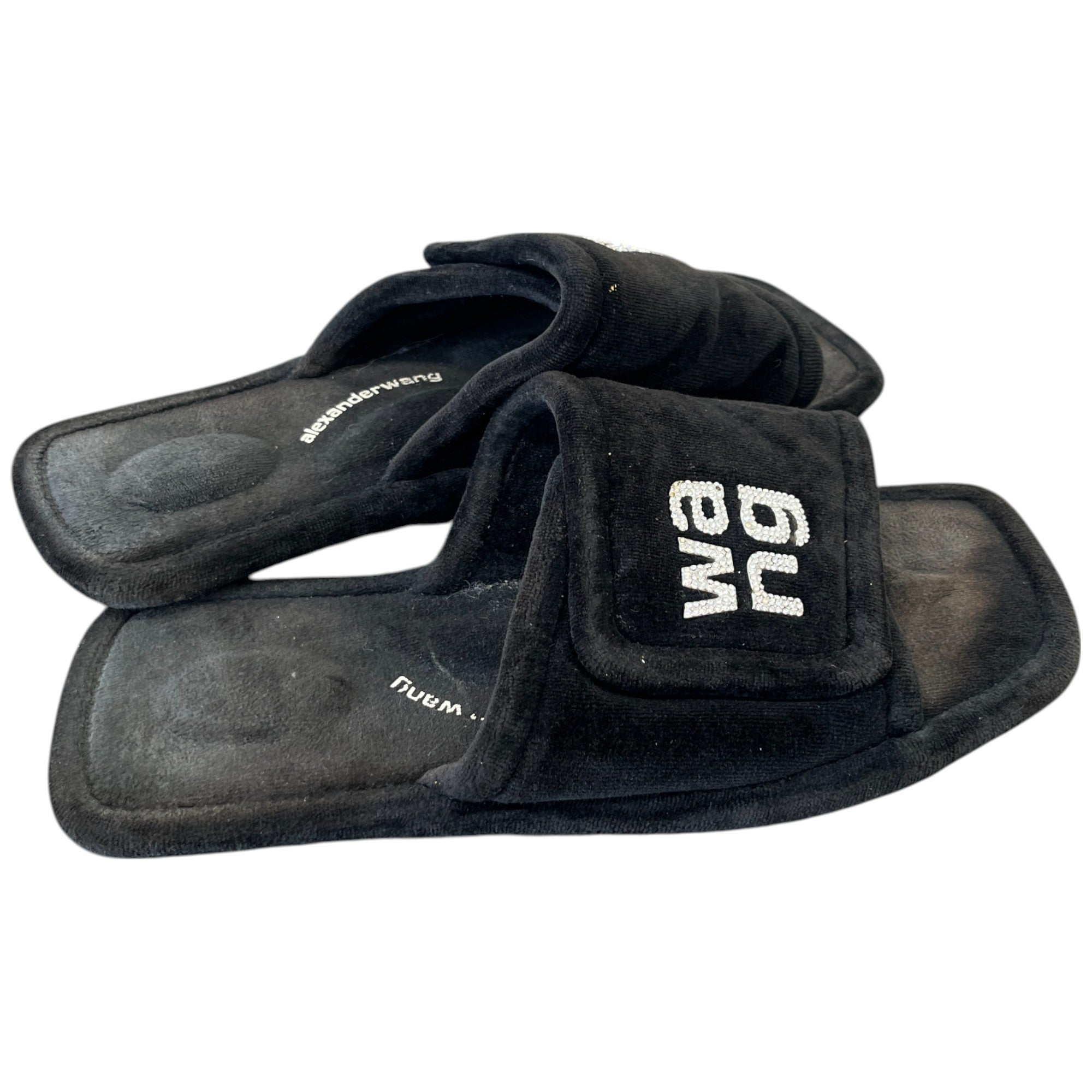 Women's Embellished Logo Slippers Black Size EU 40 / UK 7