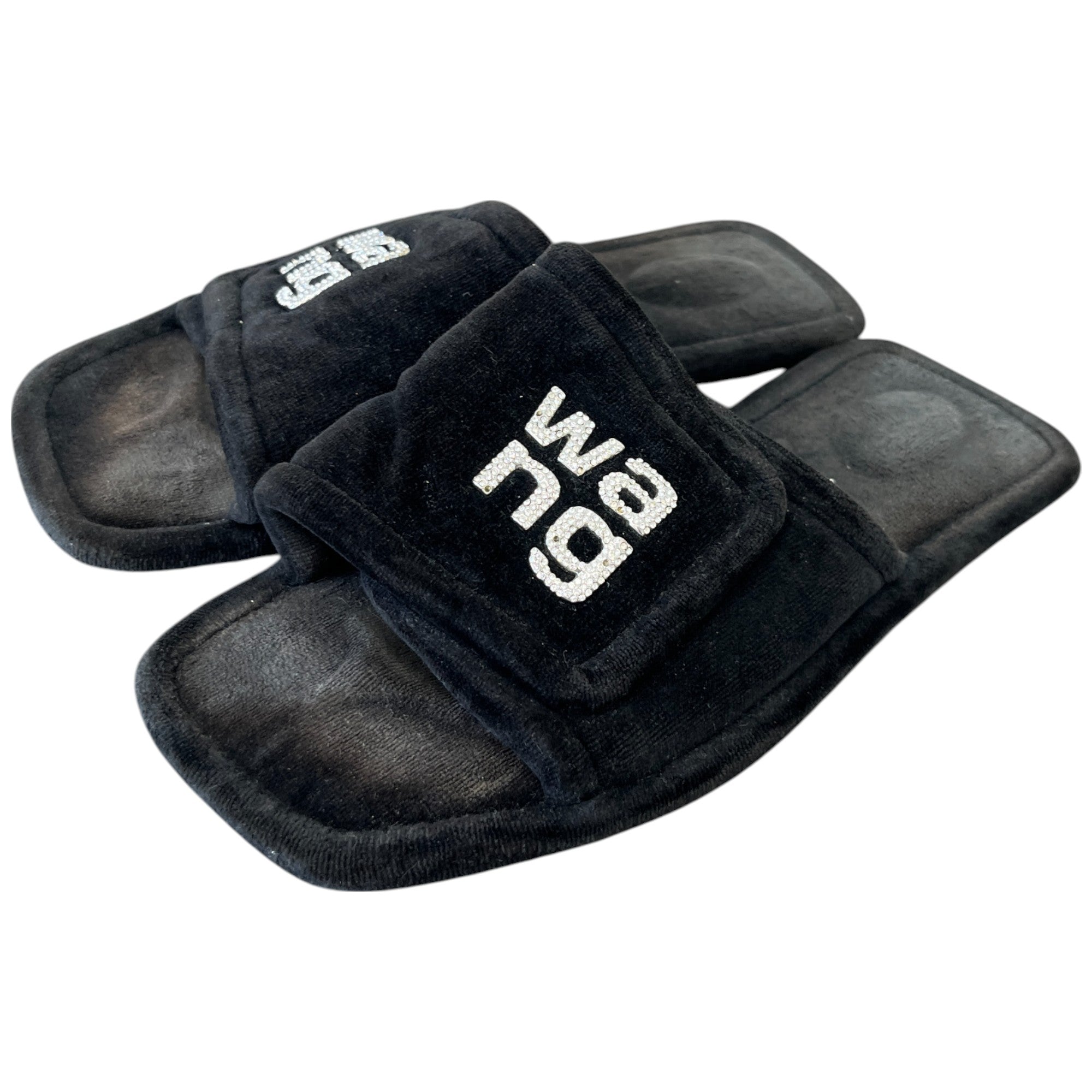 Women's Embellished Logo Slippers Black Size EU 40 / UK 7