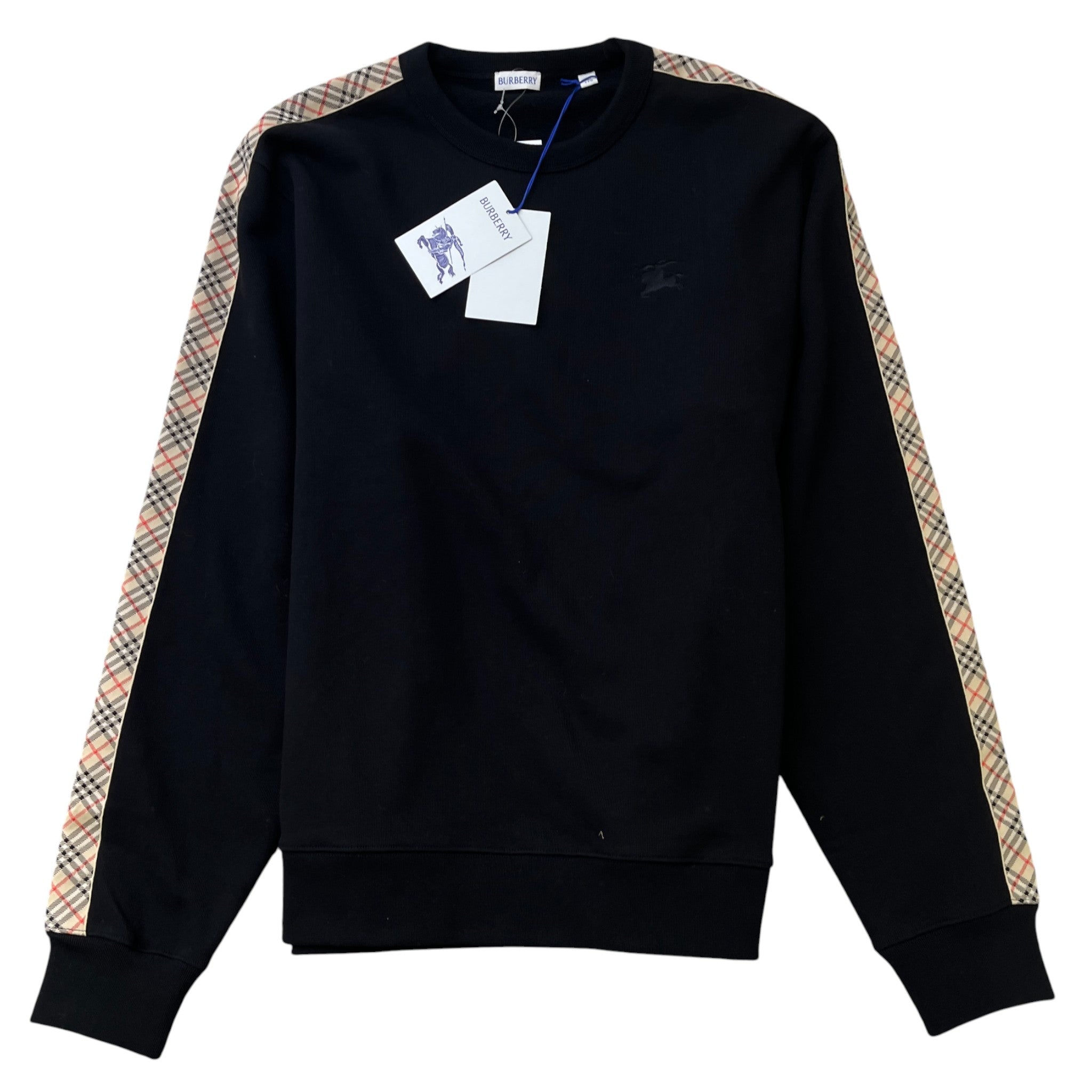 Men's Check Trim Jumper Black Size XXL