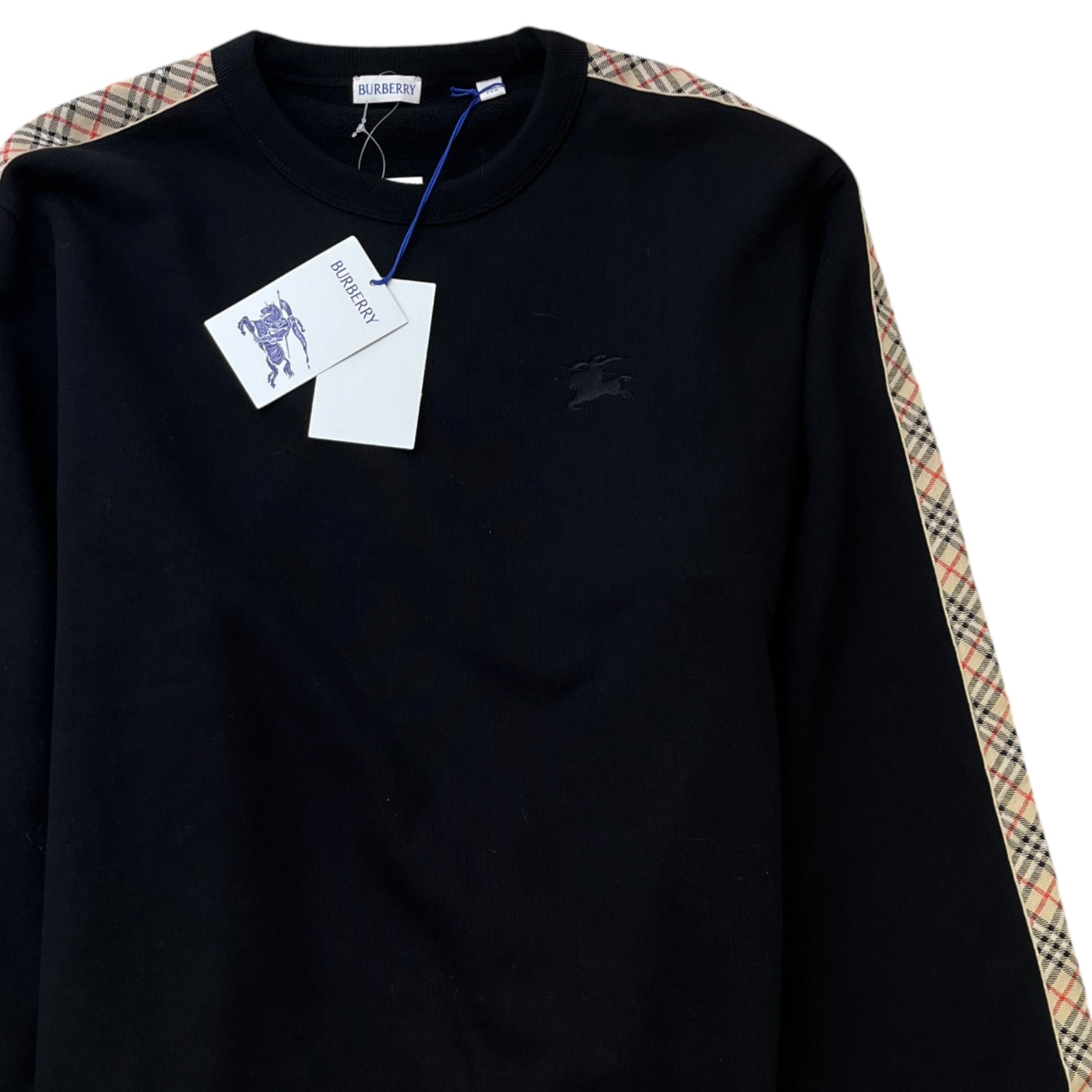 Men's Check Trim Jumper Black Size XXL