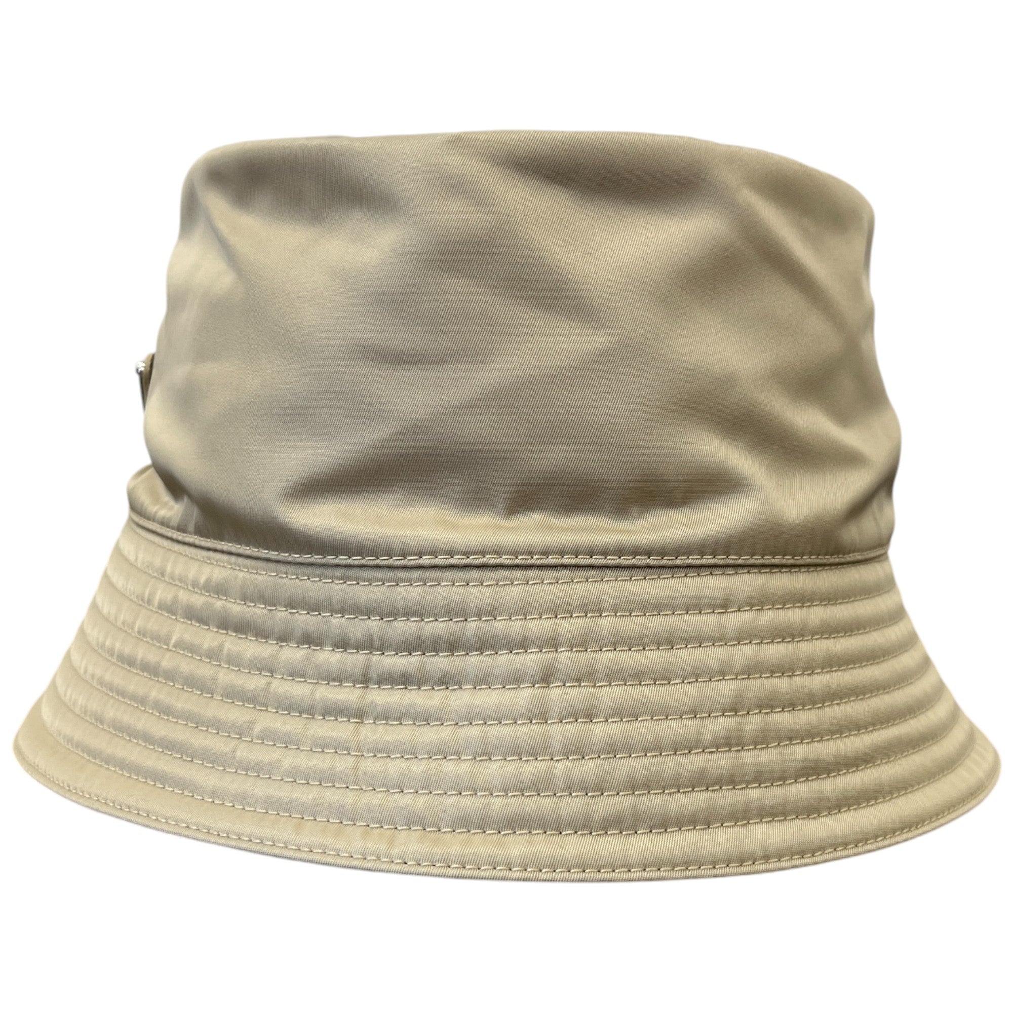 Women's Re-Nylon Plaque Logo Bucket Hat Beige Size M