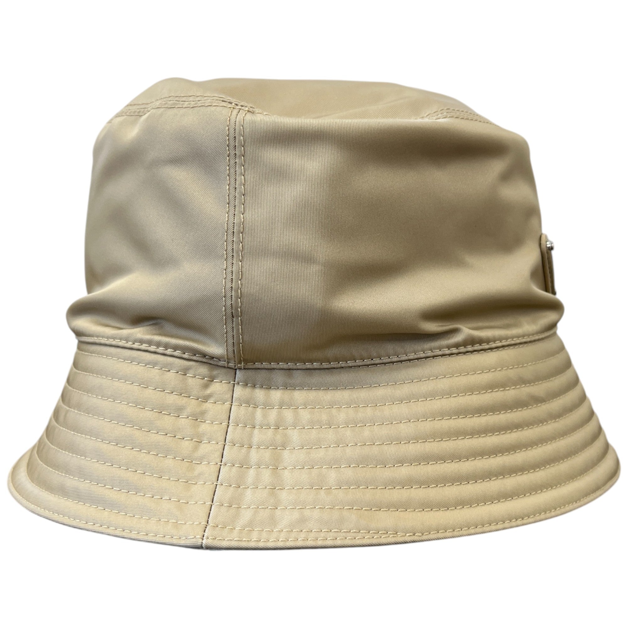 Women's Re-Nylon Plaque Logo Bucket Hat Beige Size M
