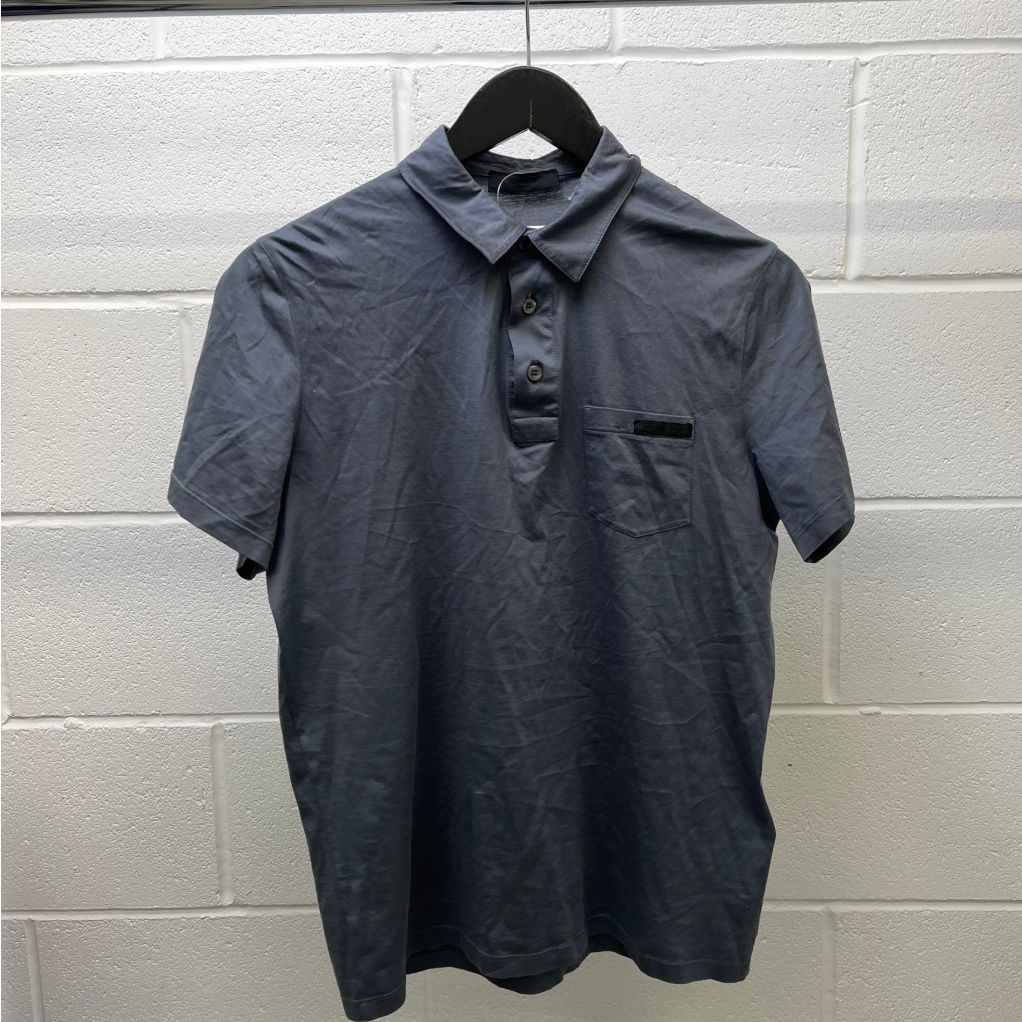 Men's Plaque Logo Polo Shirt Grey Size S