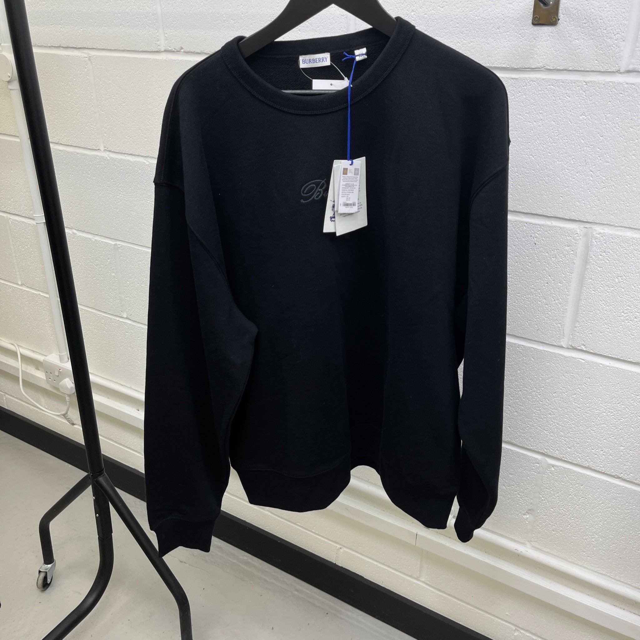 Men's Check Cursive Logo Jumper Black Size XXL