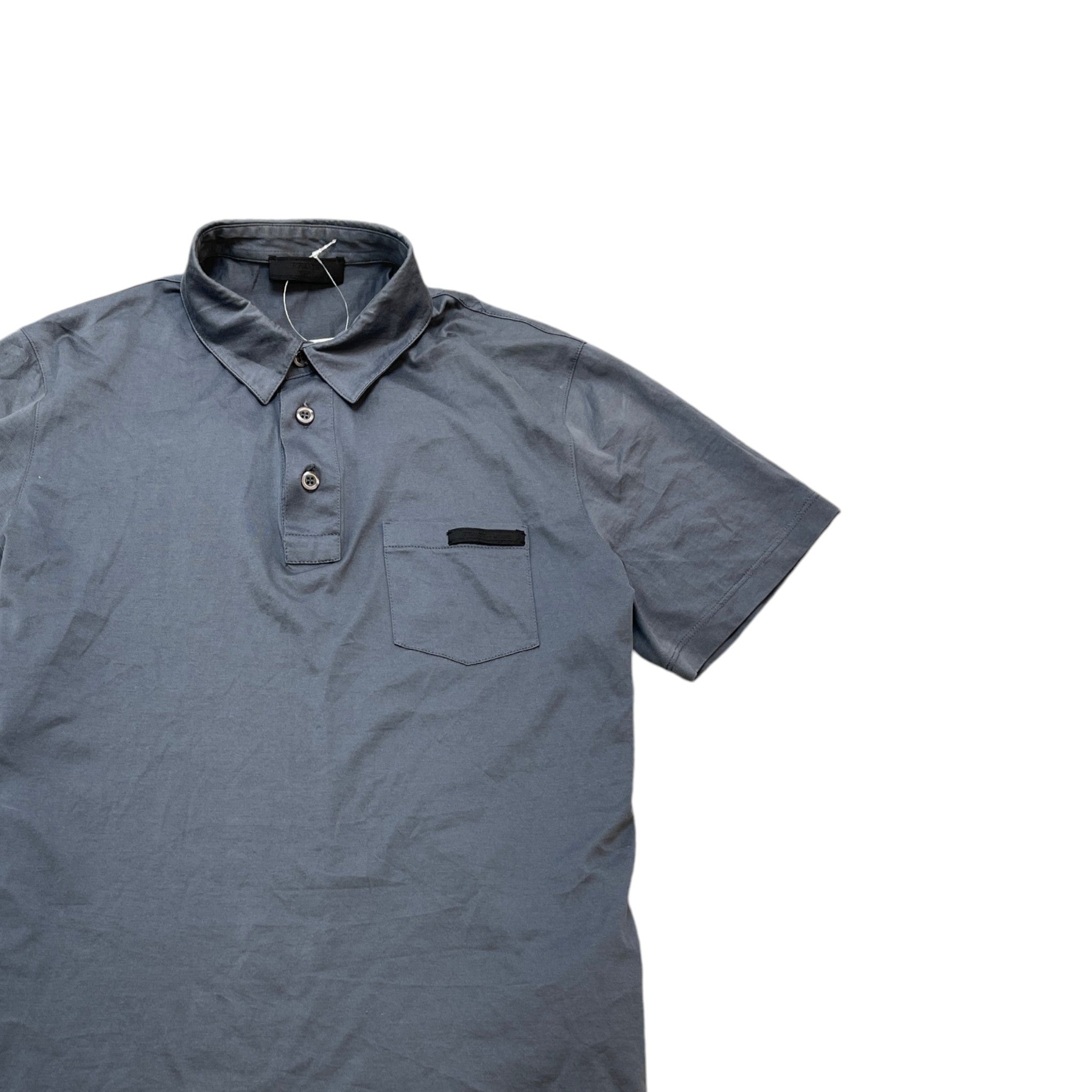 Men's Plaque Logo Polo Shirt Grey Size S