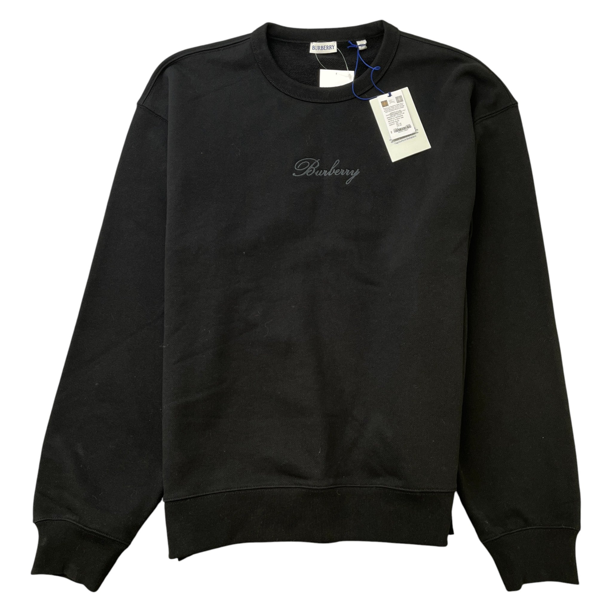 Men's Check Cursive Logo Jumper Black Size XL