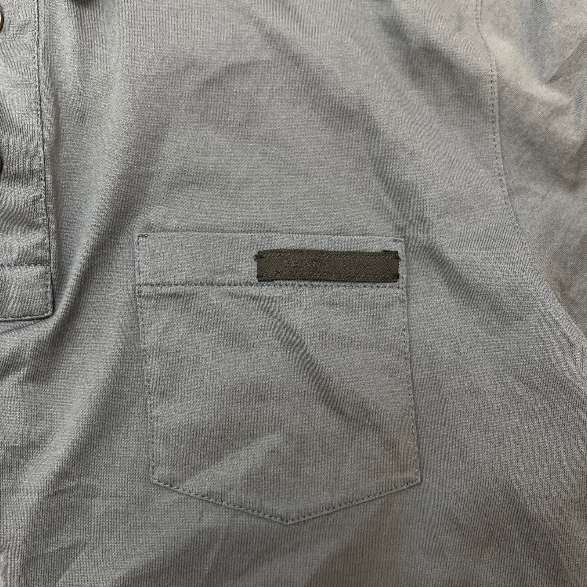 Men's Plaque Logo Polo Shirt Grey Size S