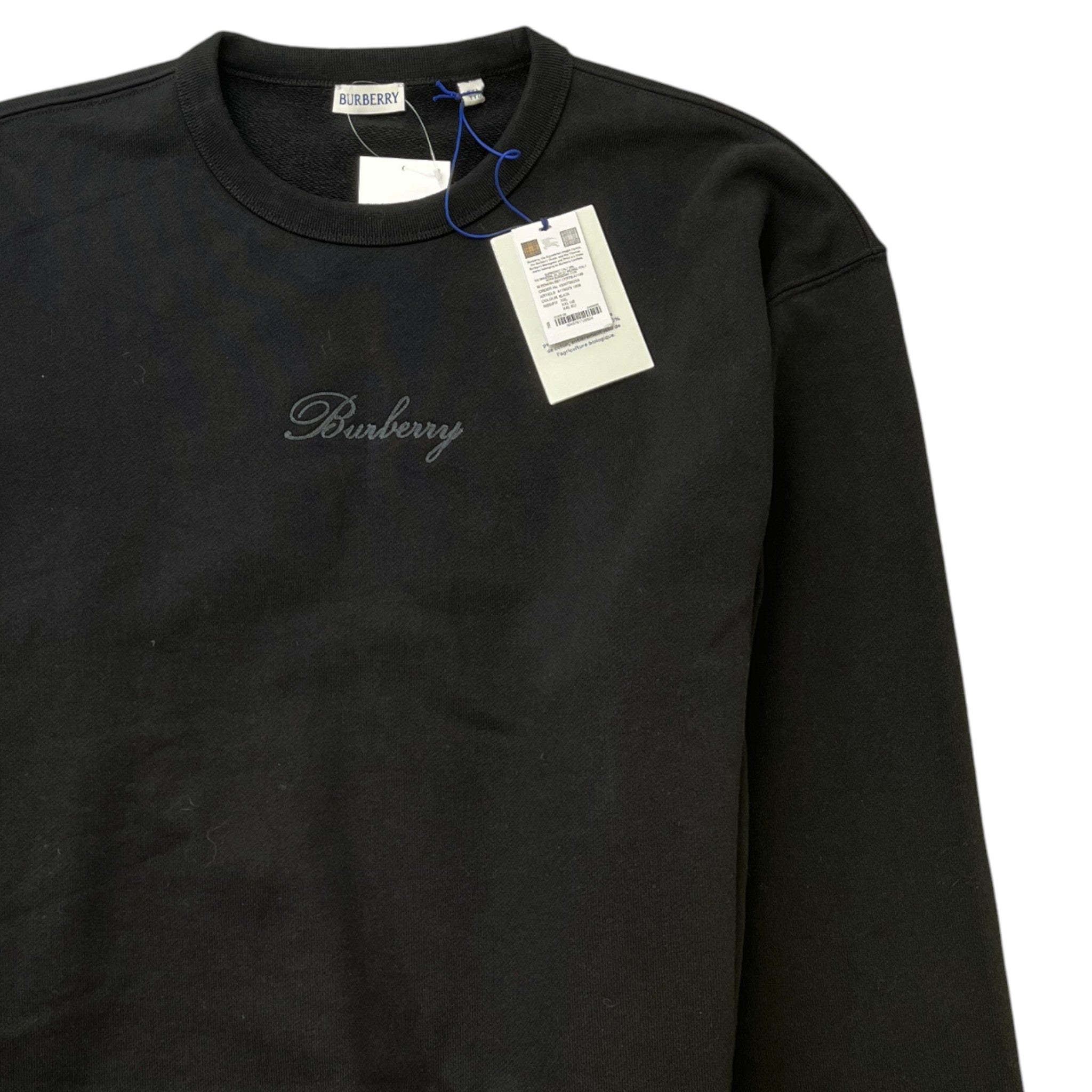 Men's Check Cursive Logo Jumper Black Size XL