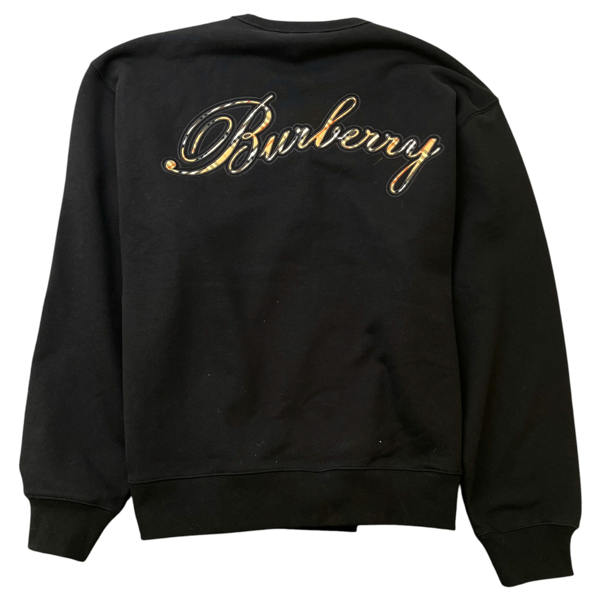 Men's Check Cursive Logo Jumper Black Size XL