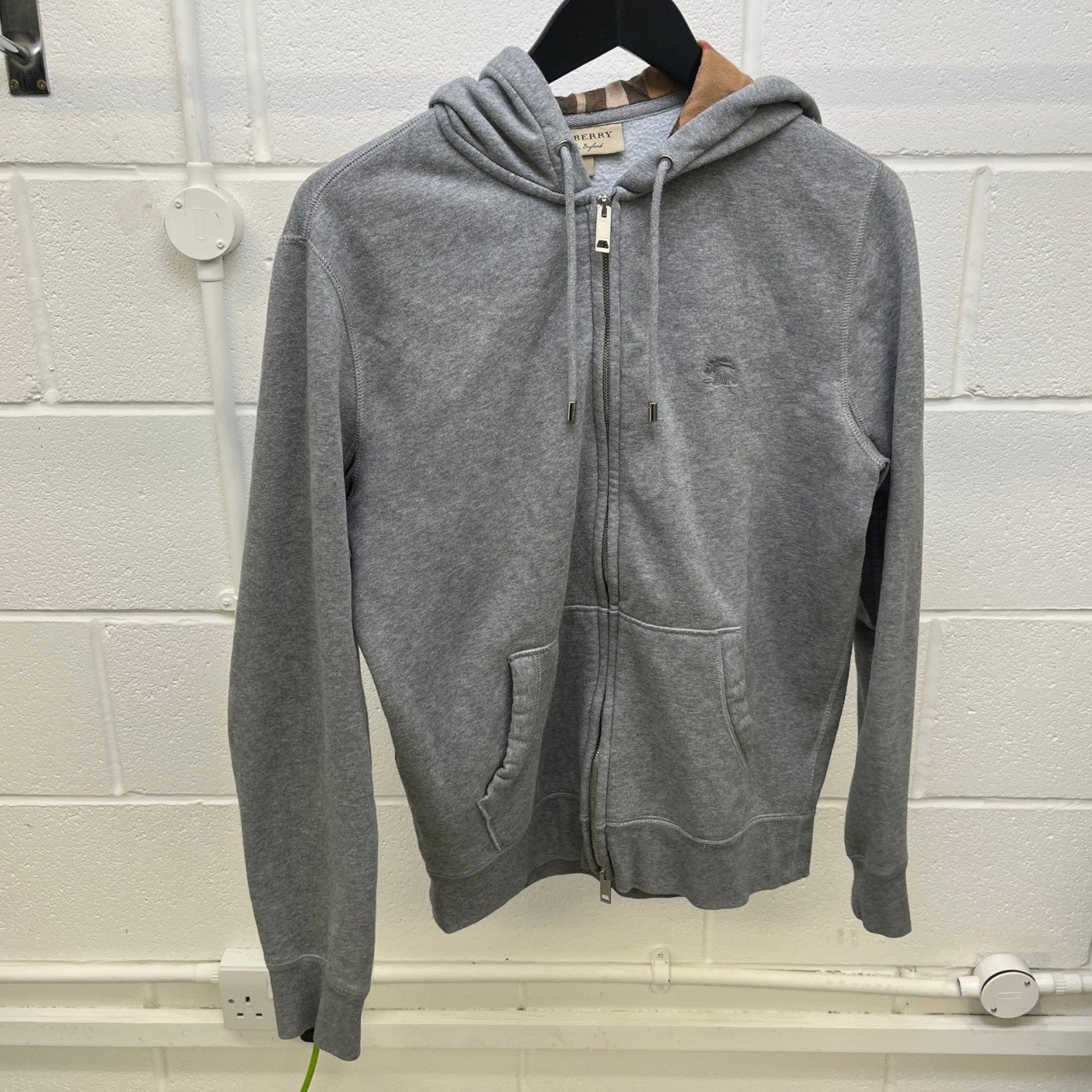 Men's Embroidered Logo Hoodie Grey Size M