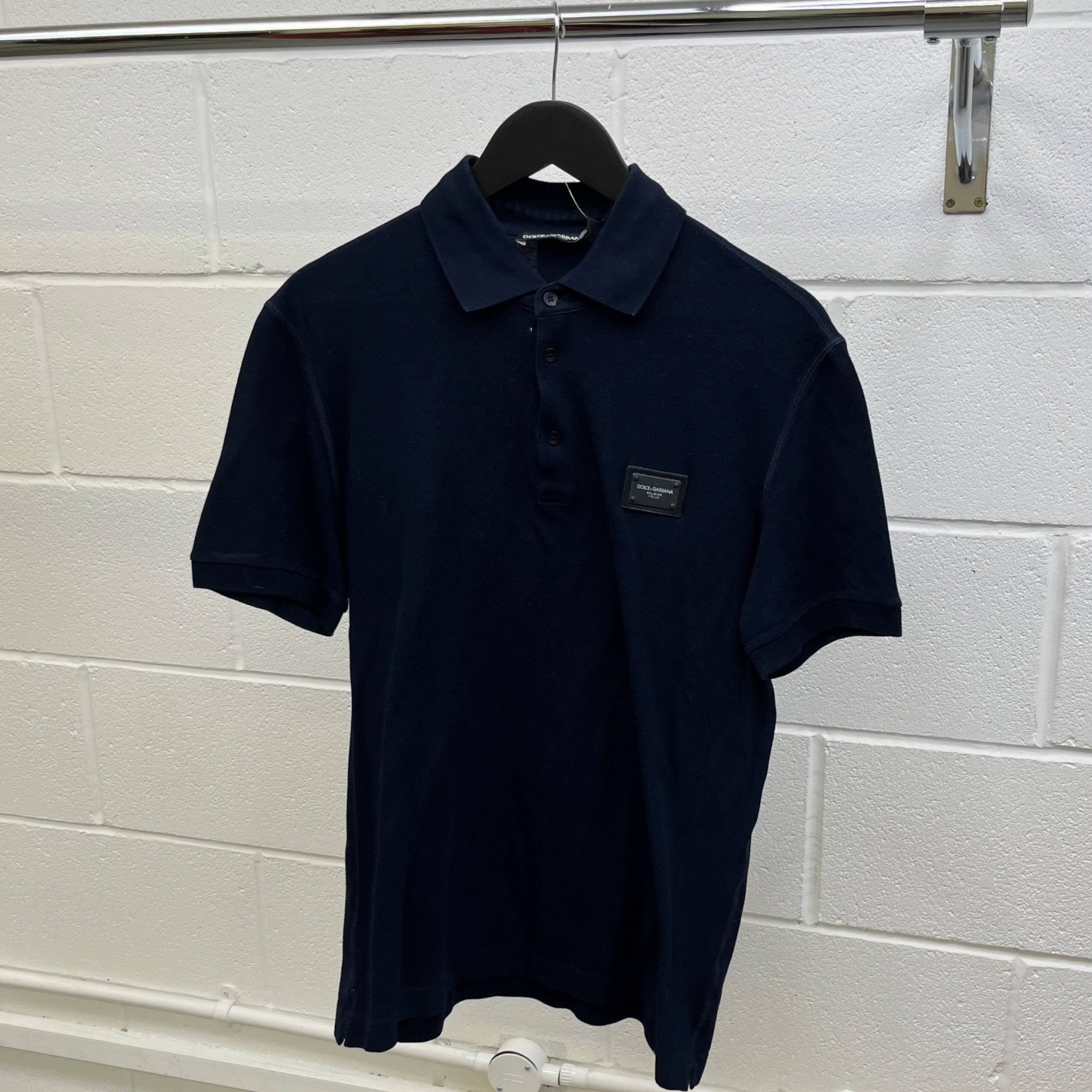 Men's Plaque Logo Polo Shirt Navy Size IT 50 / UK L