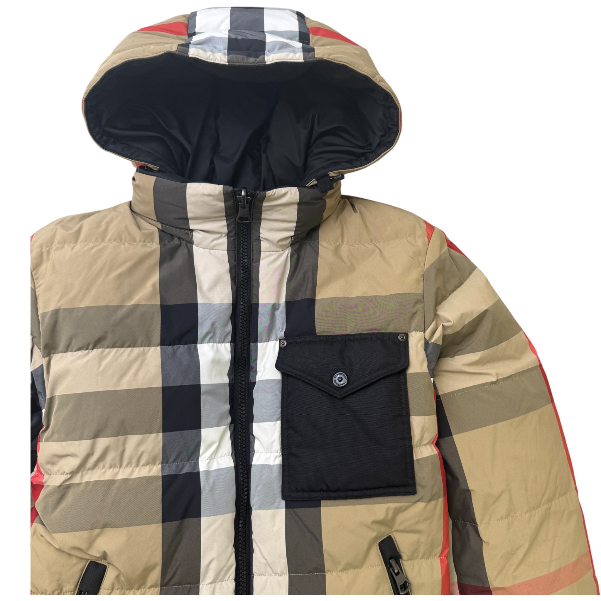 Men's Reversible Check Down Jacket Black Size M