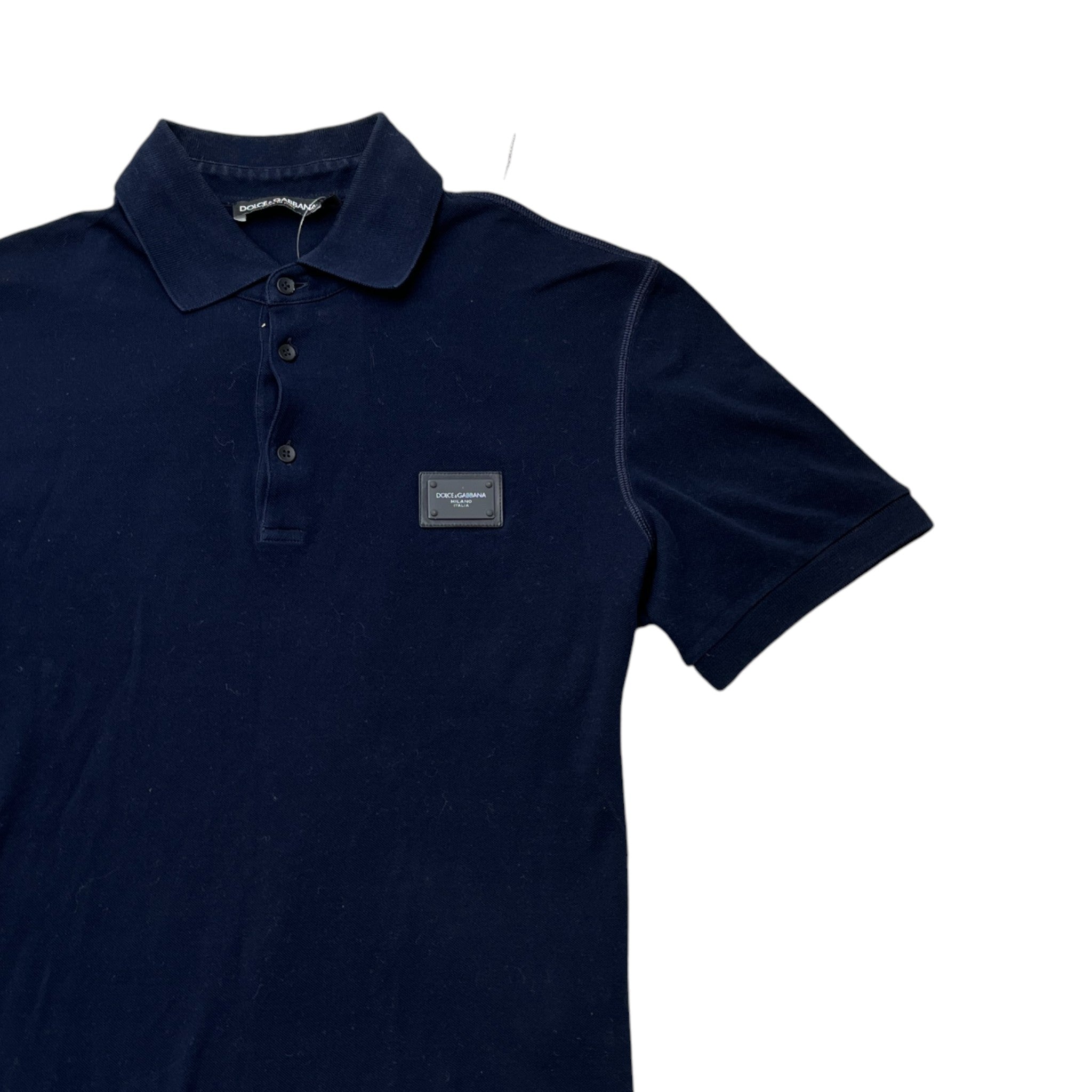Men's Plaque Logo Polo Shirt Navy Size IT 50 / UK L