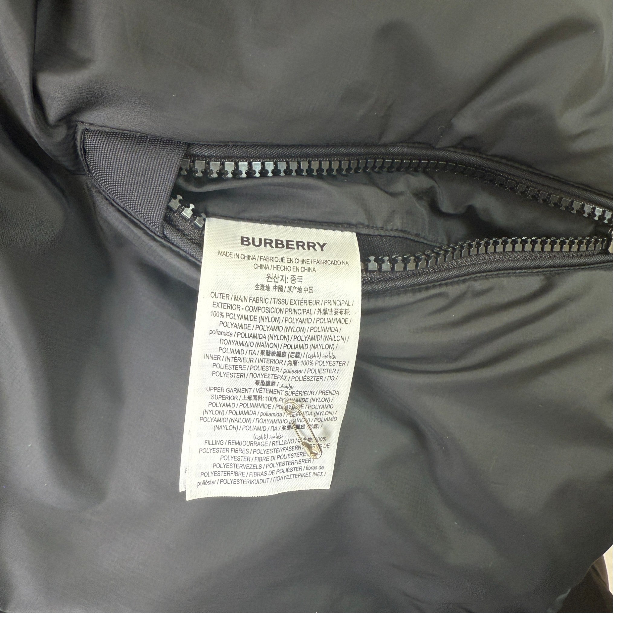 Men's Reversible Check Down Jacket Black Size M