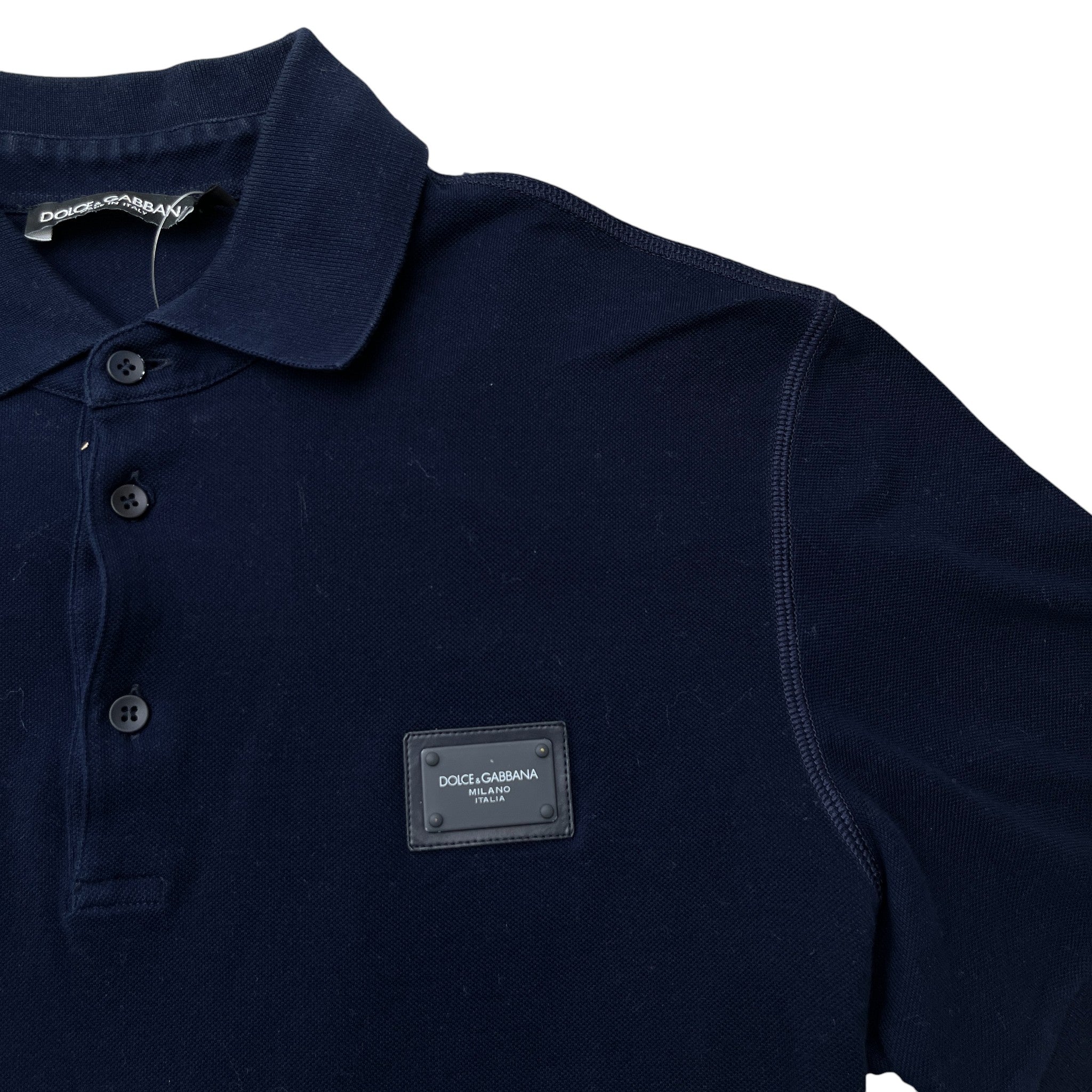 Men's Plaque Logo Polo Shirt Navy Size IT 50 / UK L