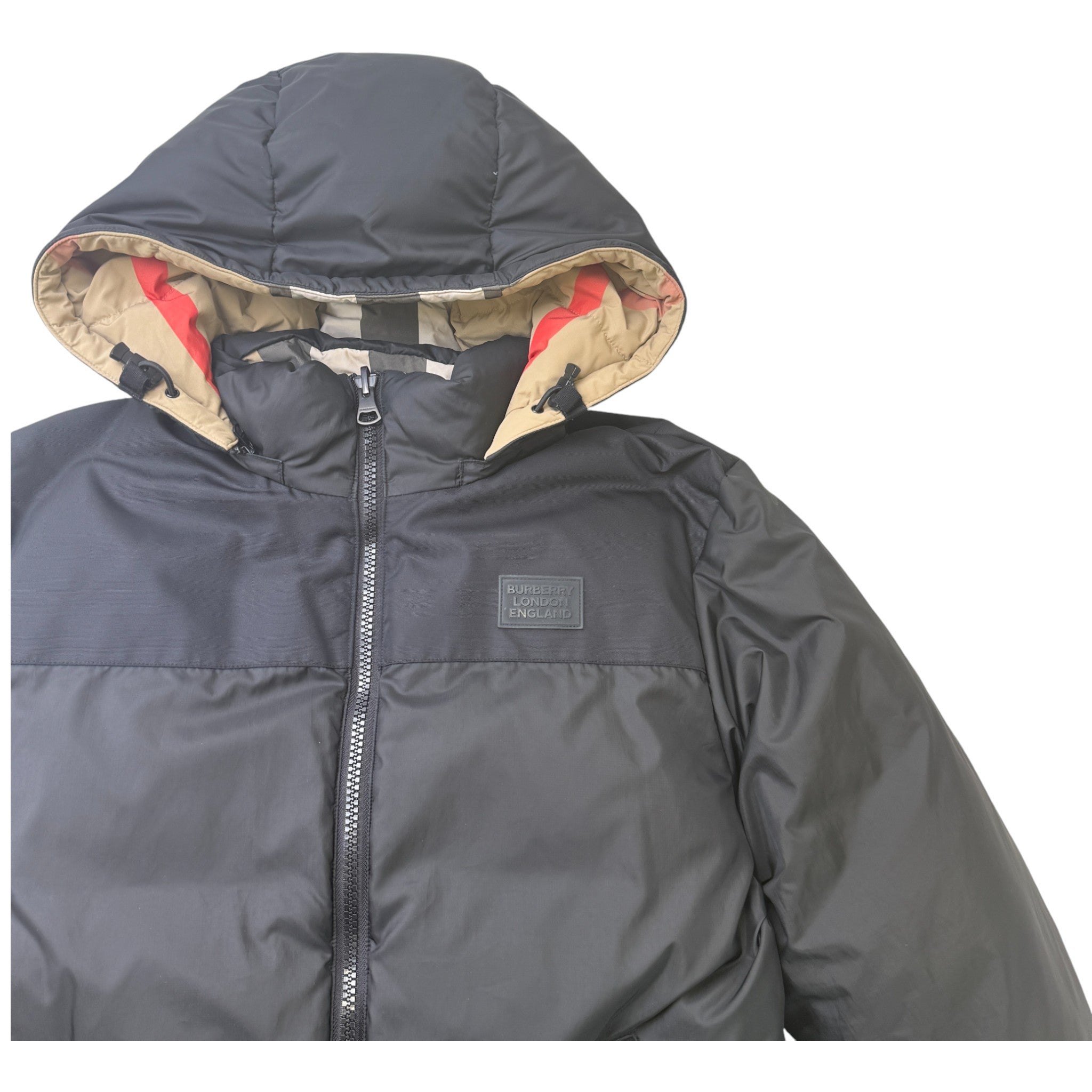 Men's Reversible Check Down Jacket Black Size M