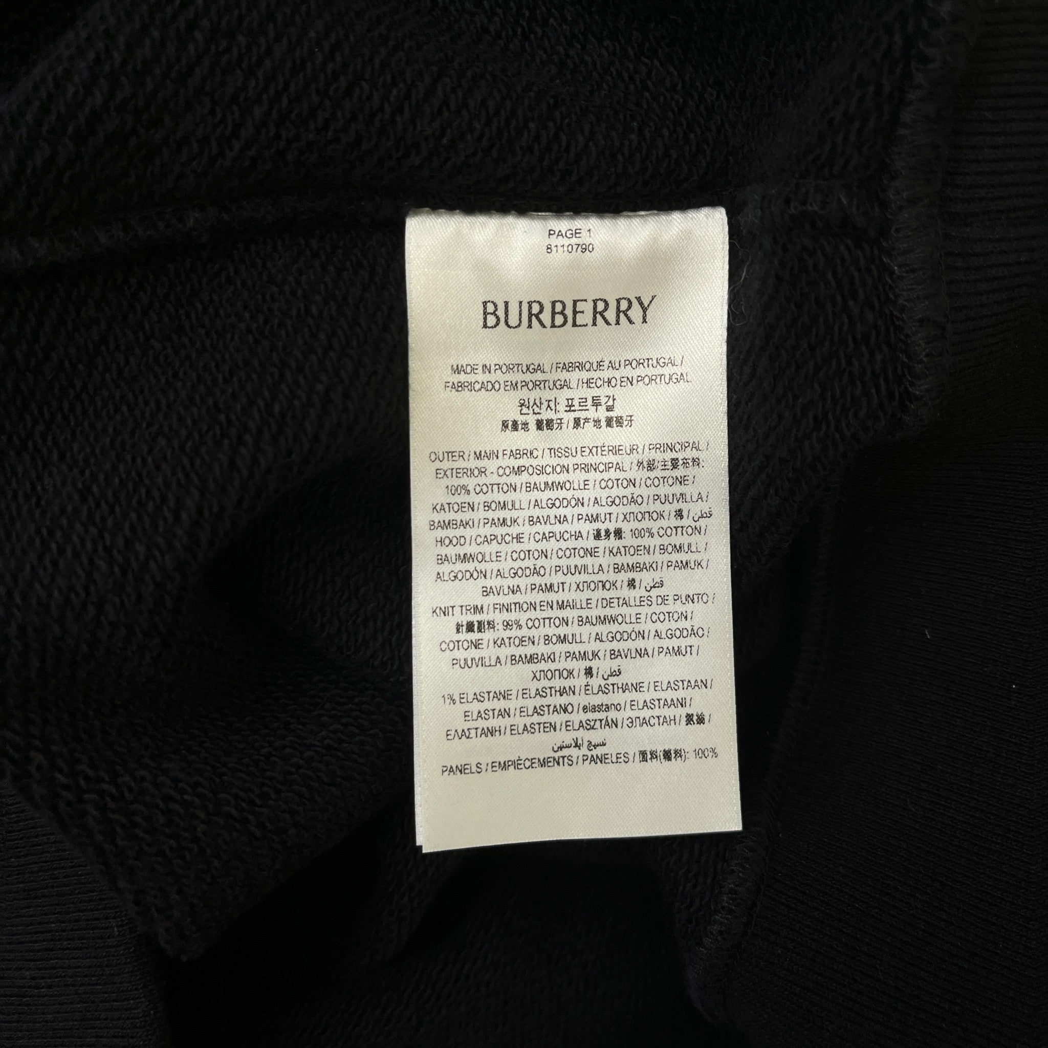 Men's Check Trim Zip Hoodie Black Size XXL