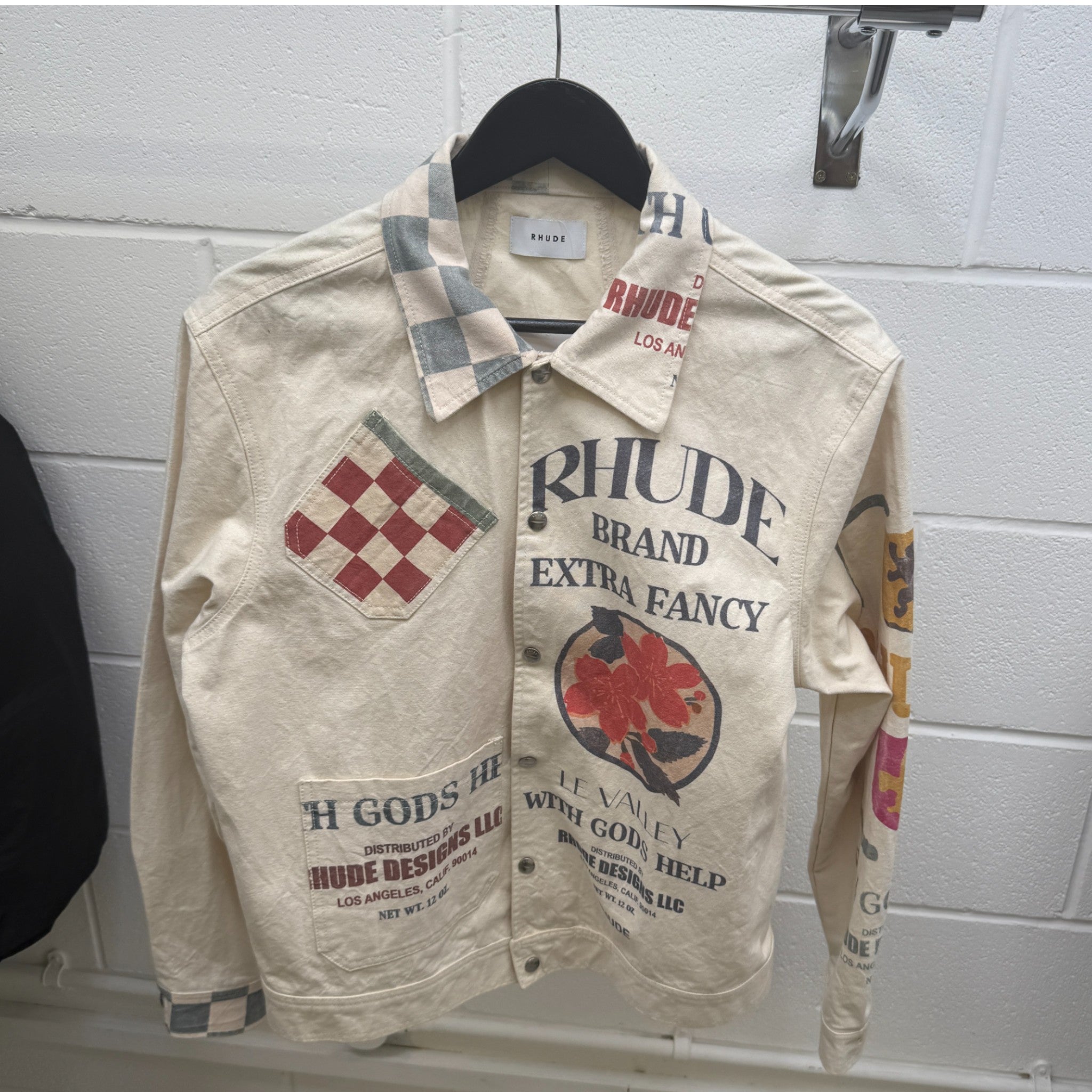 Men's Printed Logo Jacket Beige Size S