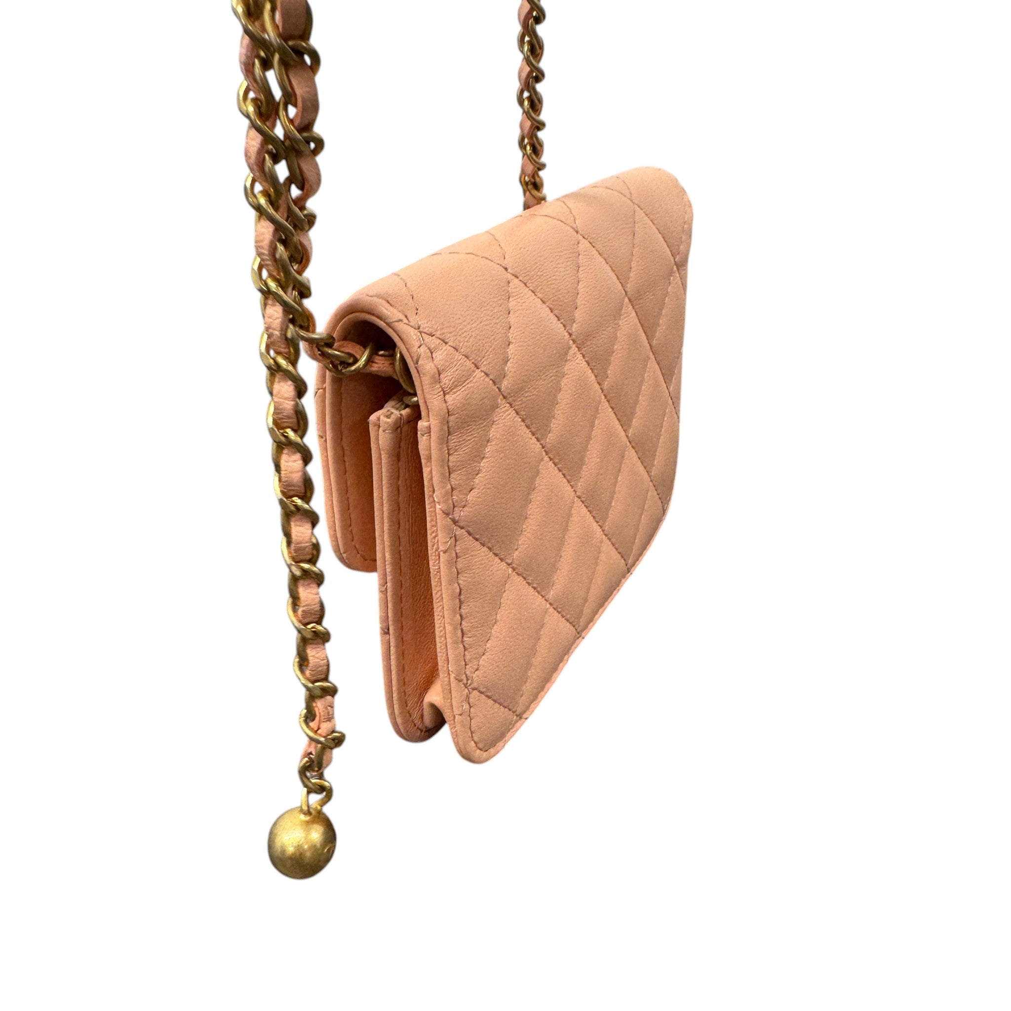 Women's Pearl Crush Wallet On Chain Handbag Pink